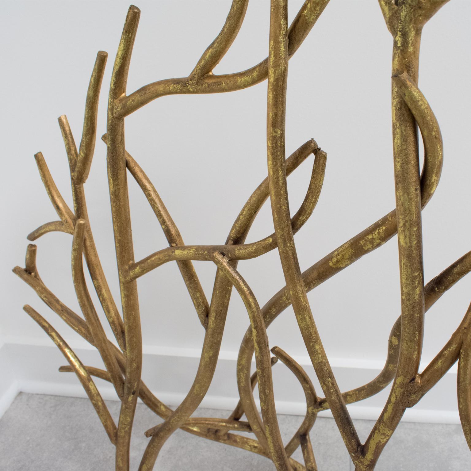 Brutalist Organic Gilt Metal Fireplace Screen 7