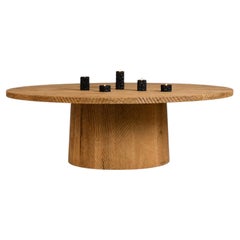 Sculptural Brutalist Oval Dining Table in Solid Oak by Sergio Vulpe