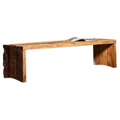 Panchina scultorea brutalista in rovere massiccio di Sergio Vulpe