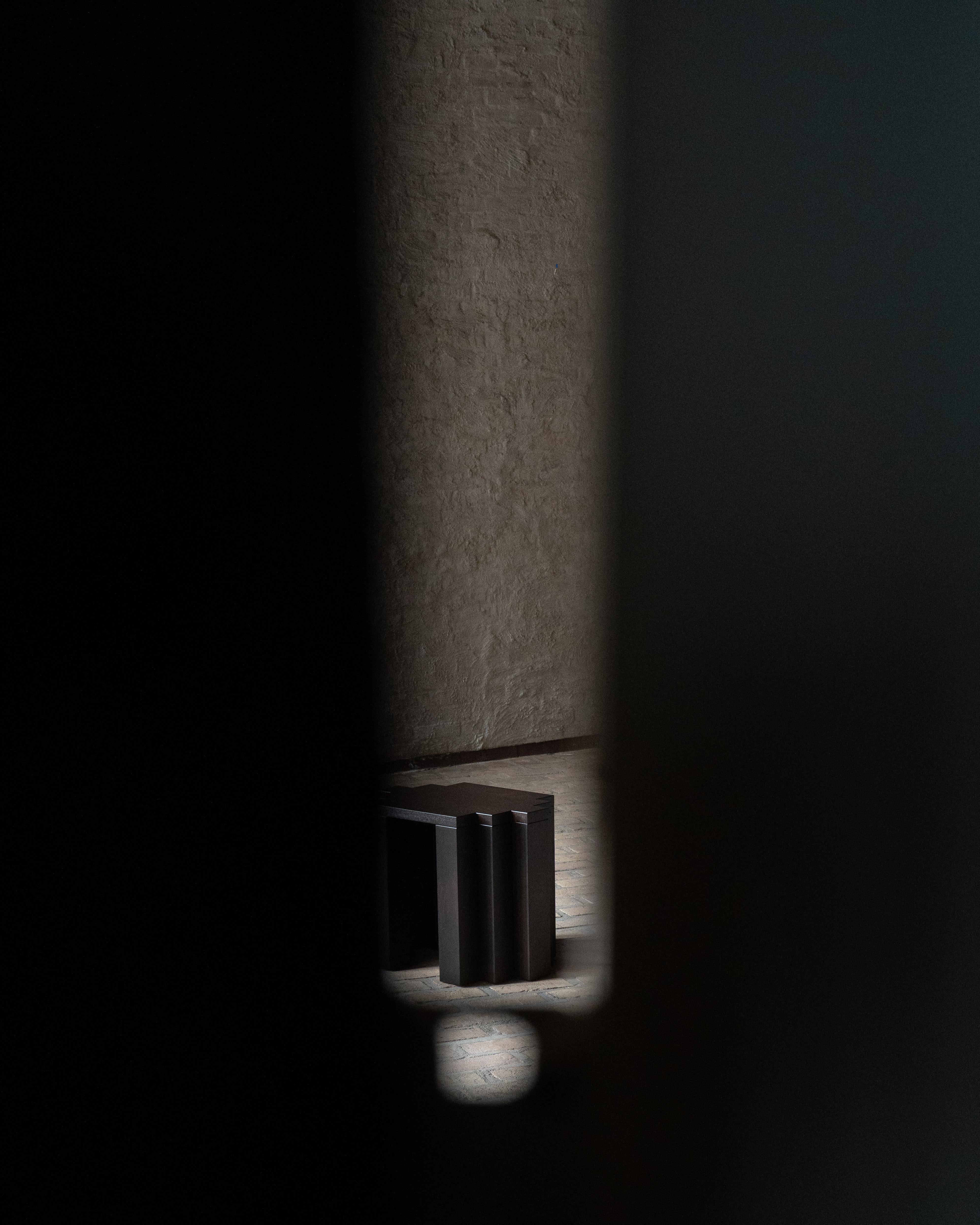 Sculptural & Brutalist Stool in Black European Oak - Cadence by Mokko In New Condition For Sale In Amsterdam, NL