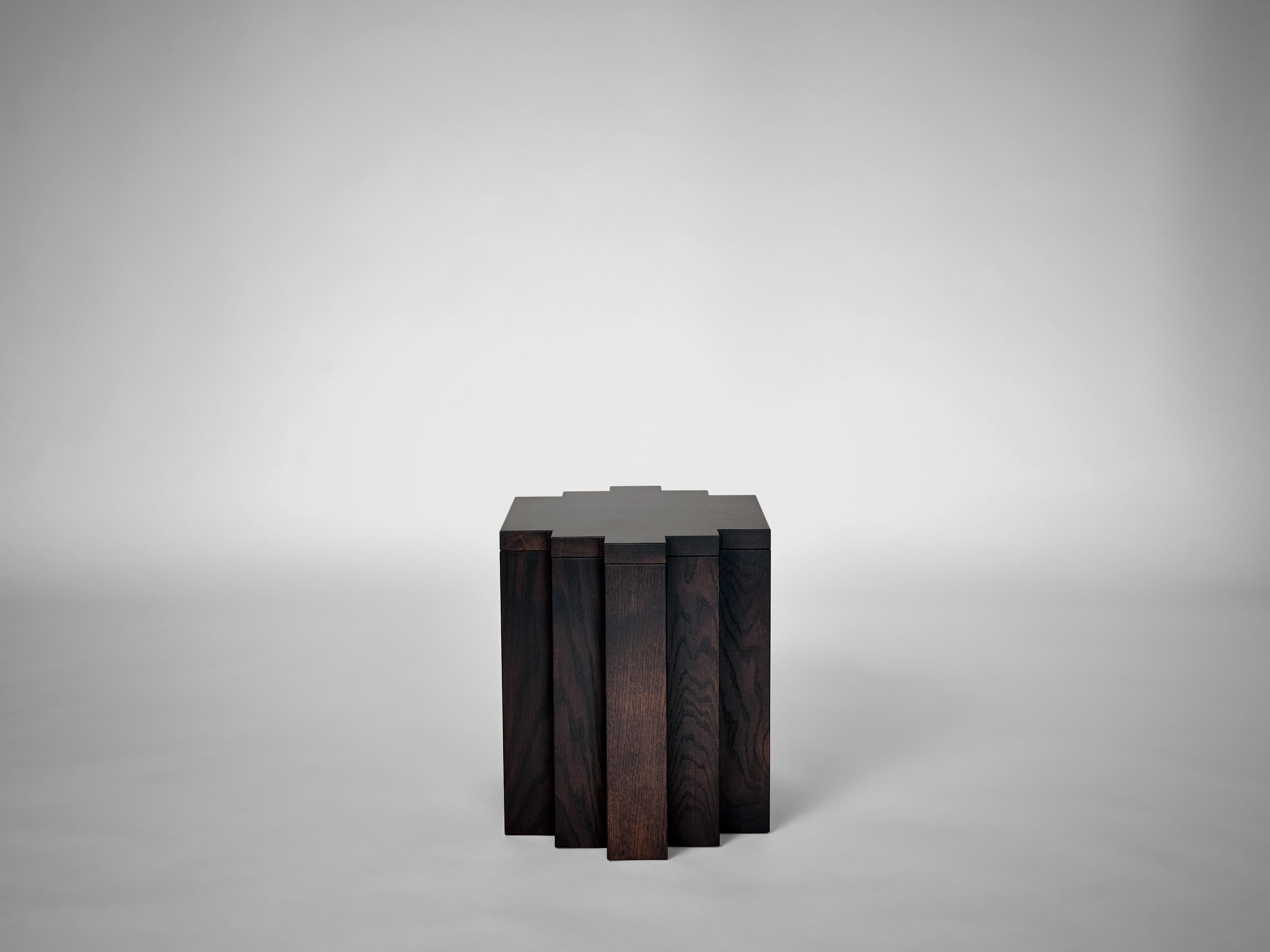 Sculptural & Brutalist Stool in Black European Oak - Cadence by Mokko For Sale 2