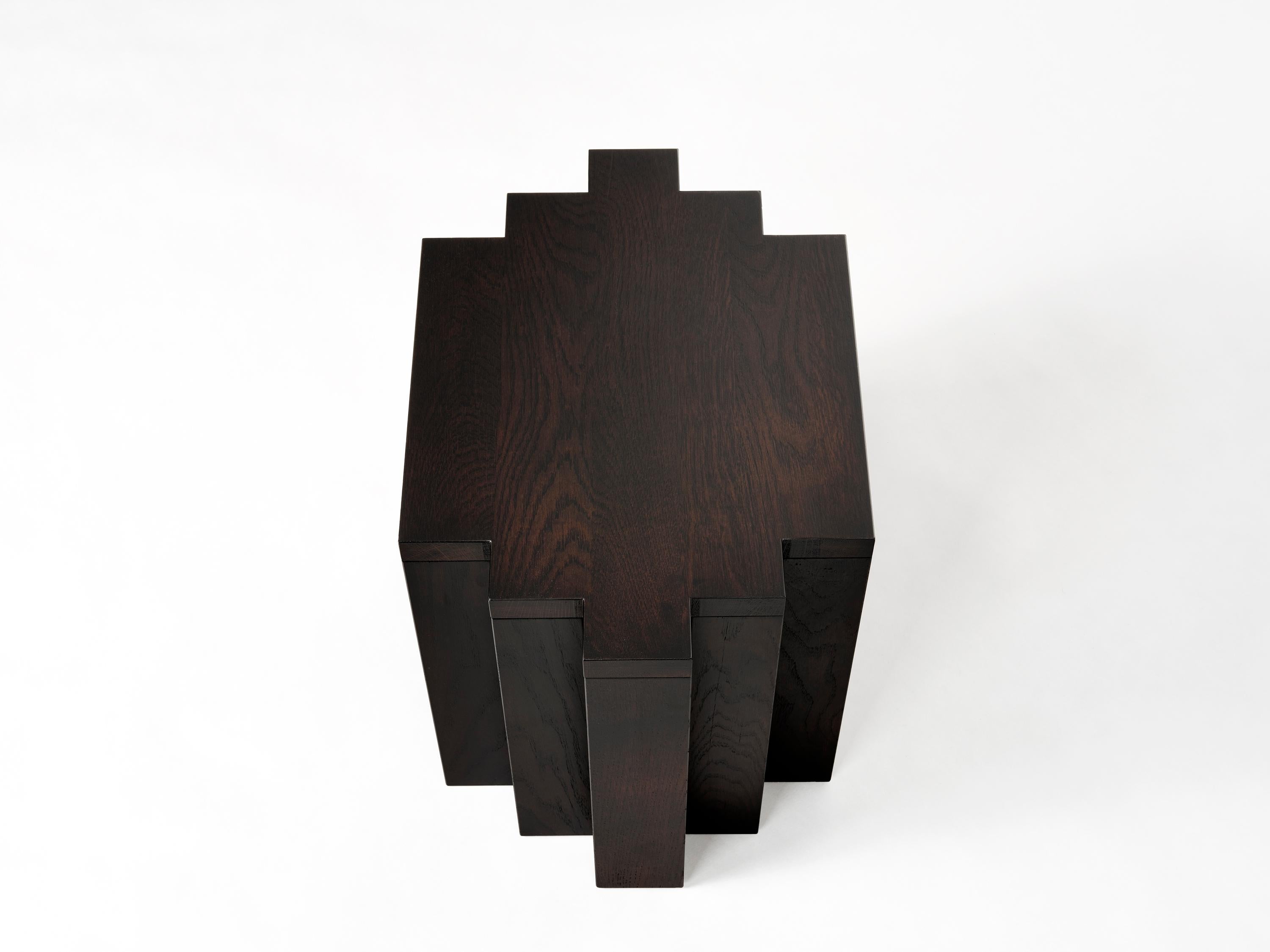 Sculptural & Brutalist Stool in Black European Oak - Cadence by Mokko For Sale 3