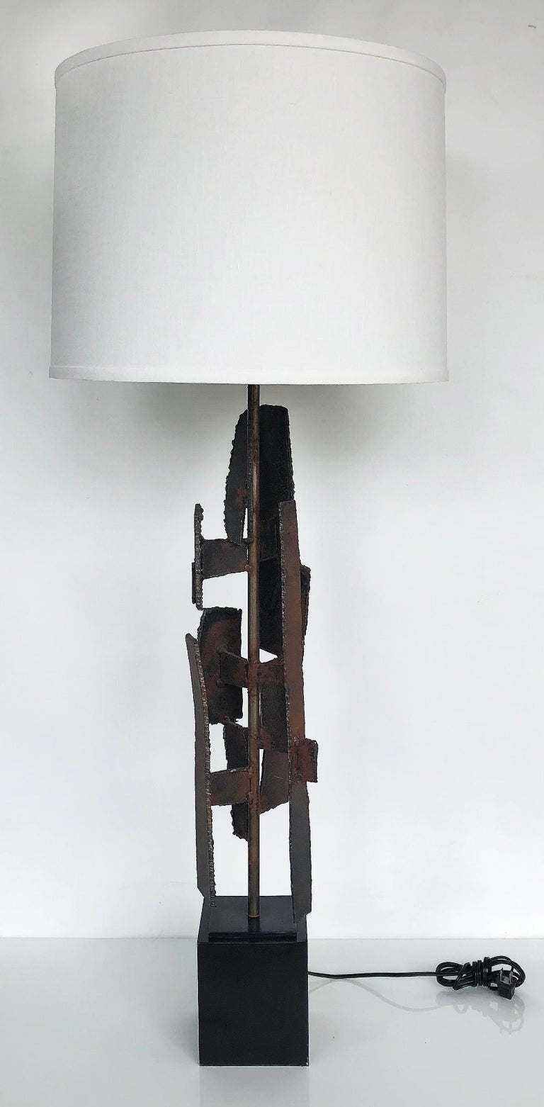 American Sculptural, Brutalist Torch Cut Lamps by Richard Barr for Laurel Lamp Co. c1970 For Sale