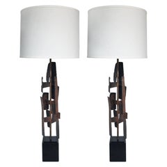 Sculptural, Brutalist Torch Cut Lamps by Richard Barr for Laurel Lamp Co. C1970