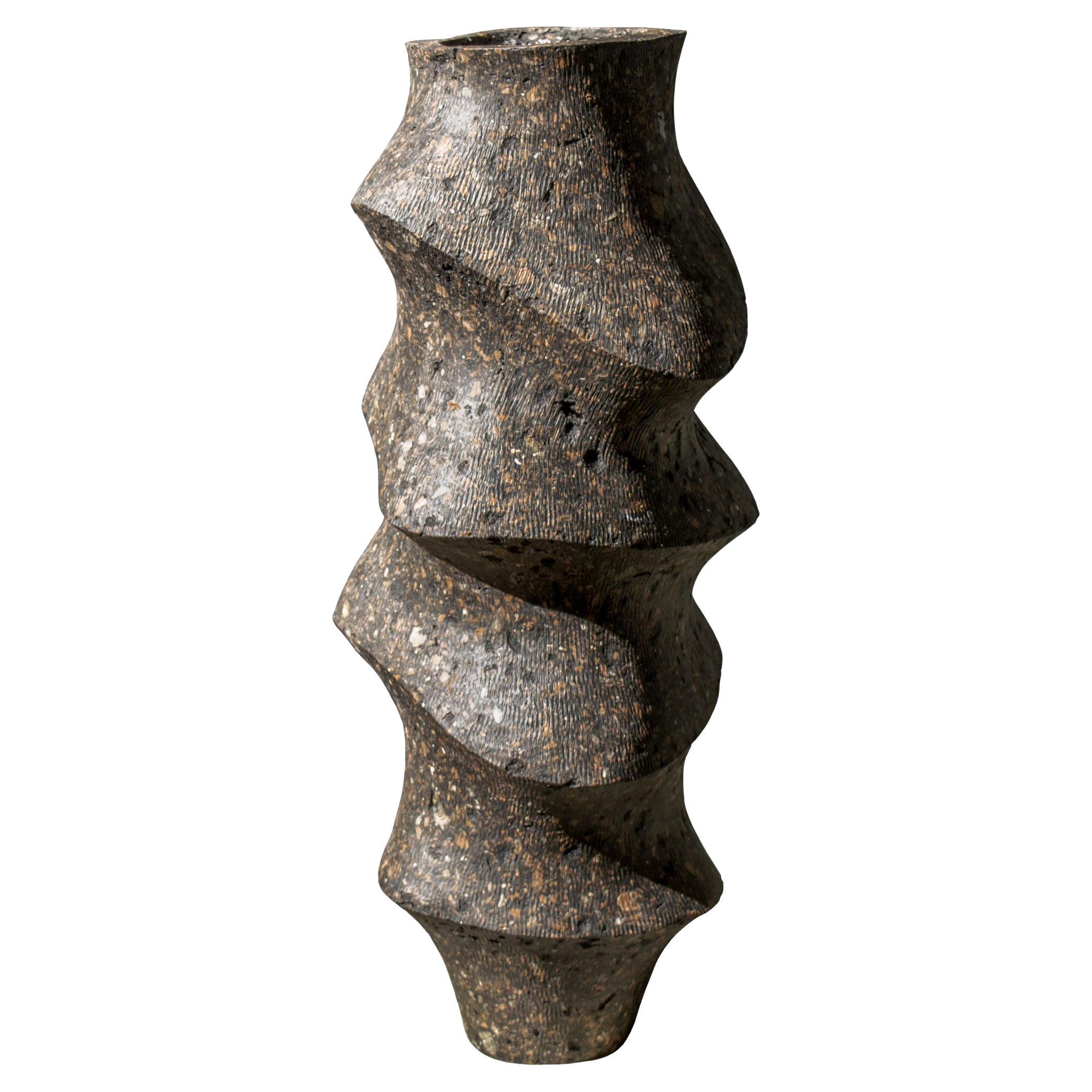 Sculptural Brutalist Vase, Floor Vase, Minimalist Sculpture in Stock For Sale