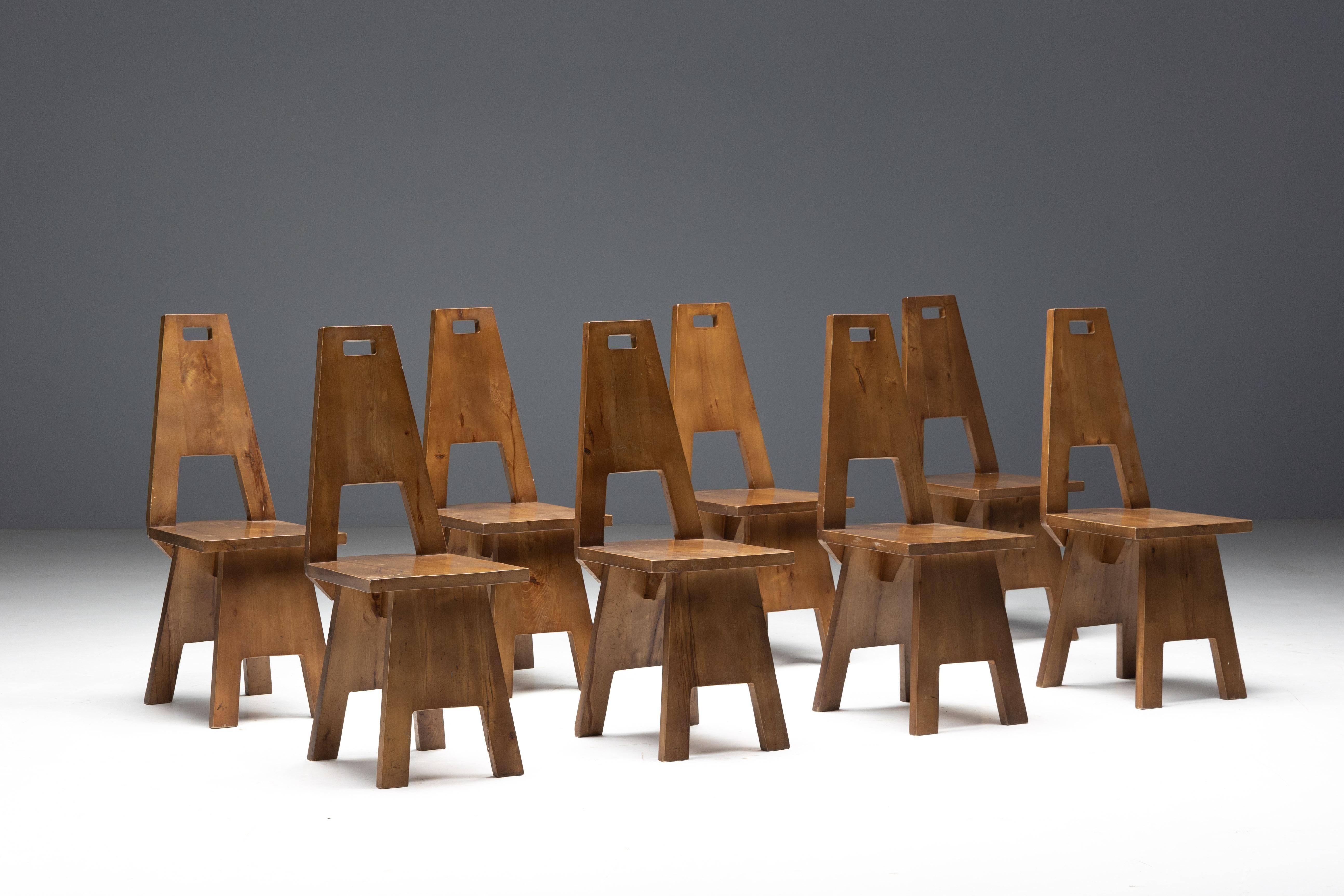 Wood Sculptural Brutalist Wabi Sabi Chairs, Netherlands, 1960s For Sale