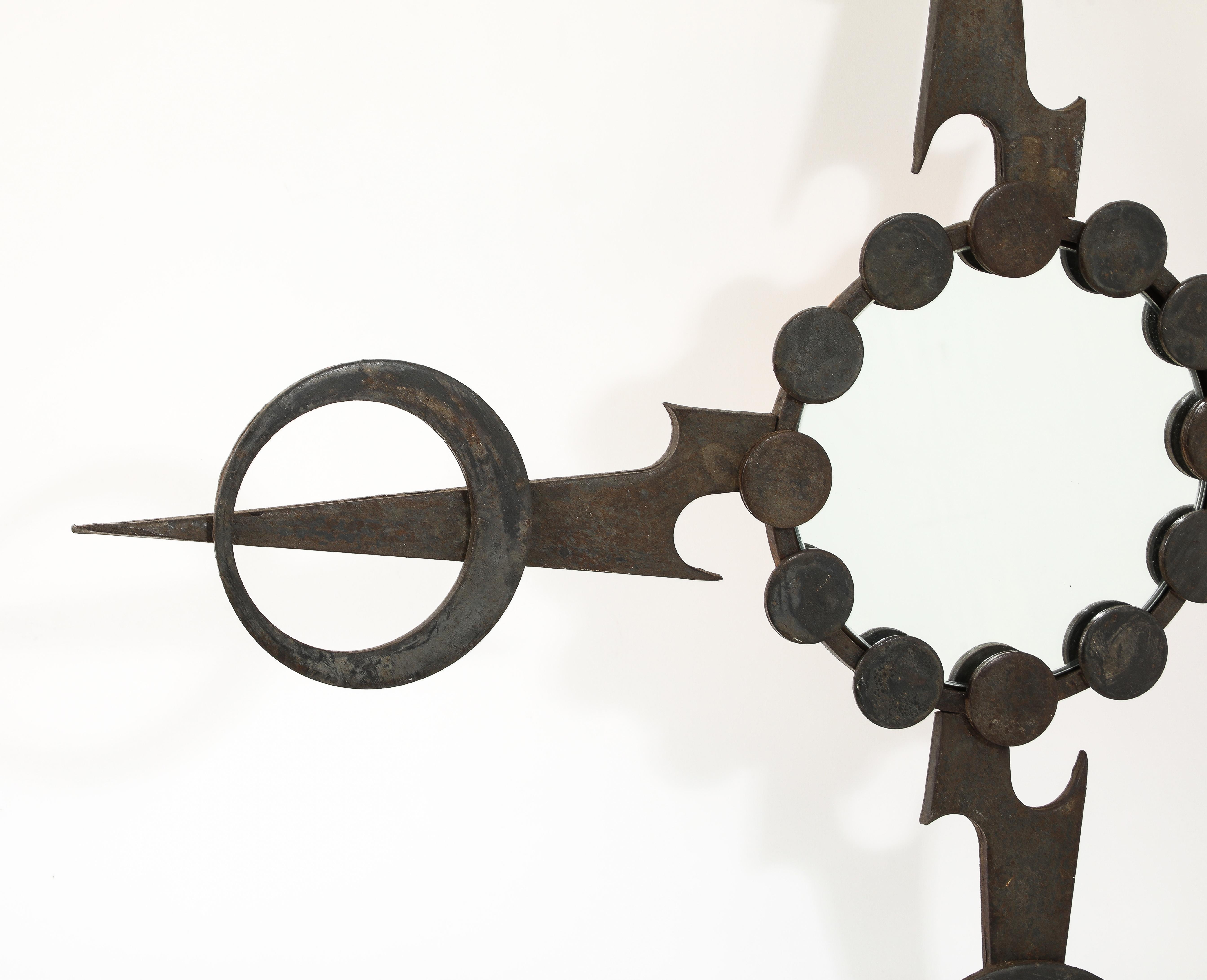 Sculptural Brutalist Wrought Iron Mirror - France 1970's  For Sale 3