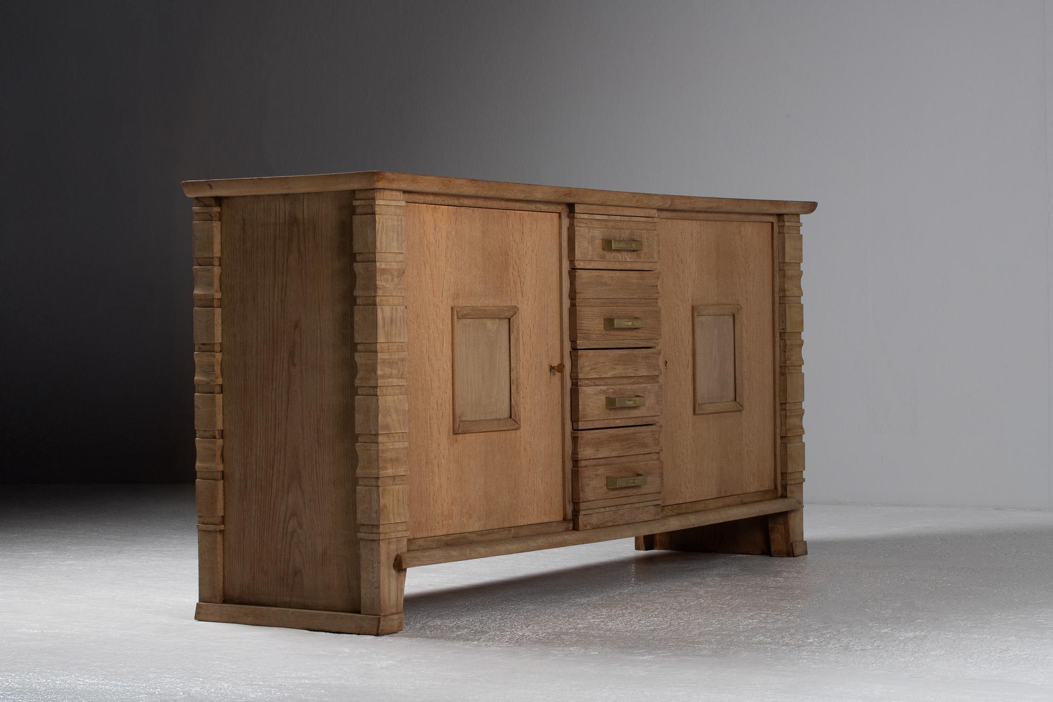 Sculptural Buffet in Oak, France For Sale 4