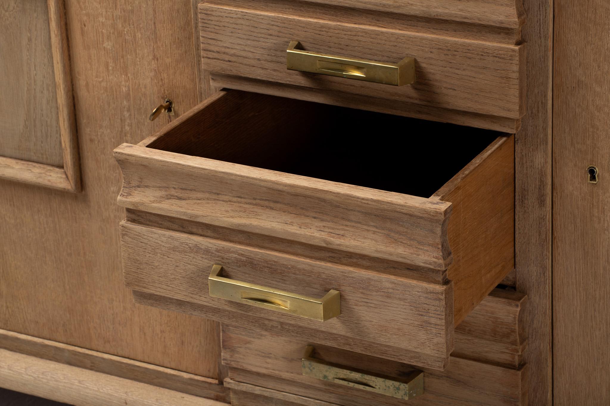 Mid-Century Modern Sculptural Buffet in Oak, France For Sale