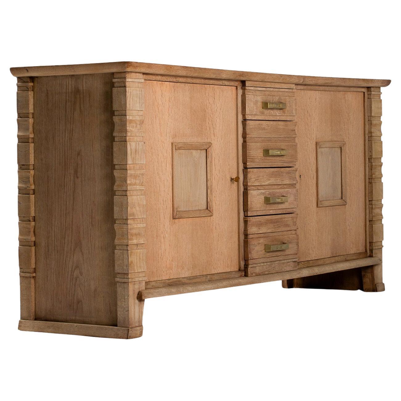 Sculptural Buffet in Oak, France For Sale