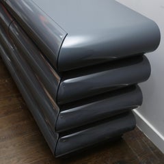 Sculptural Bull Nose 12-Drawer Dresser in Graphite Lacquer