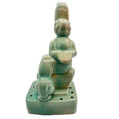 Sculptural Bunny Rabbit Tulipere Flower Frog by West Coast Pottery