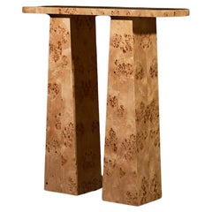 Sculptural Burl Veneer Console — Handcrafted Architectural Statement