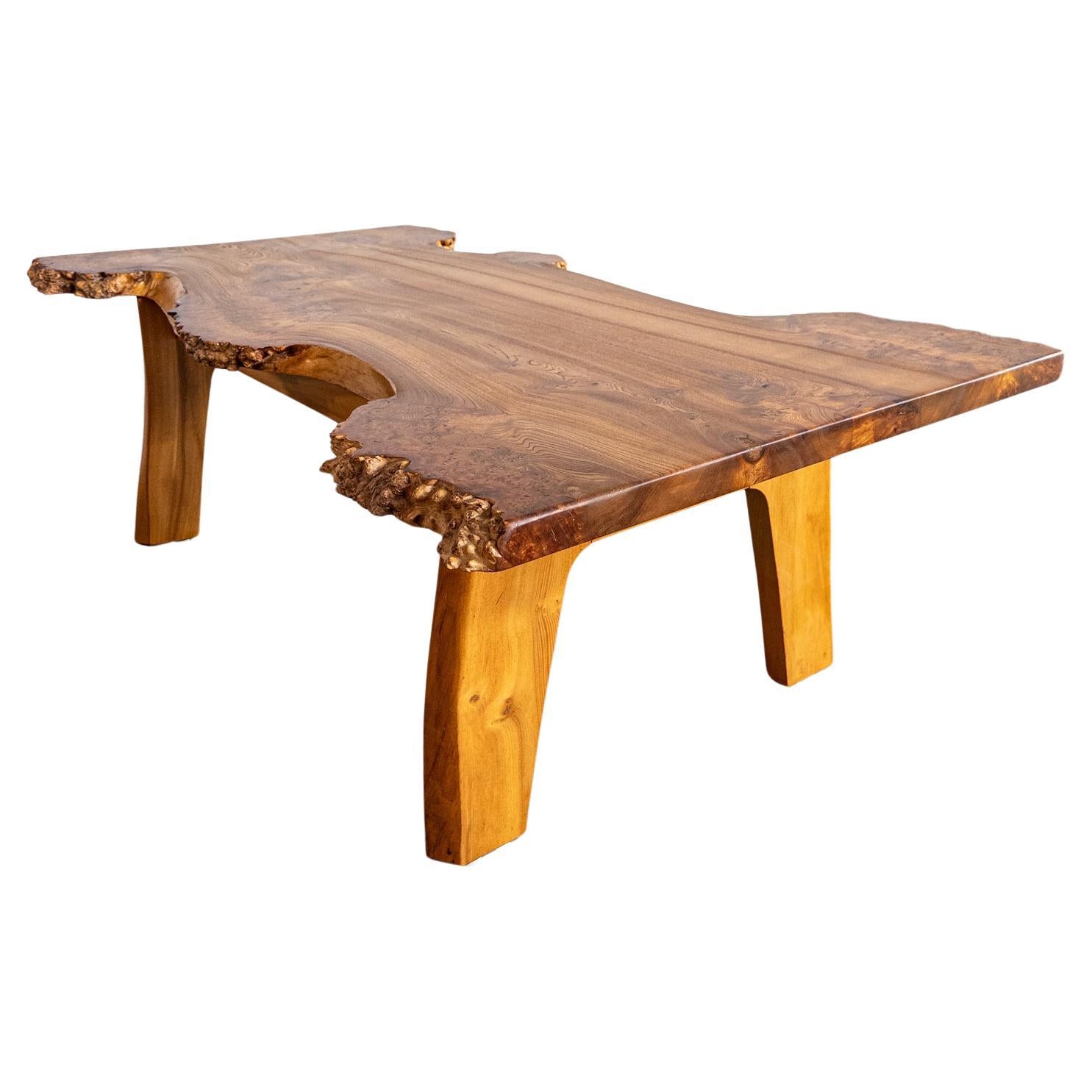 Mesa de centro escultórica de madera burl de Söwe Konst, Suecia, 1970 en venta