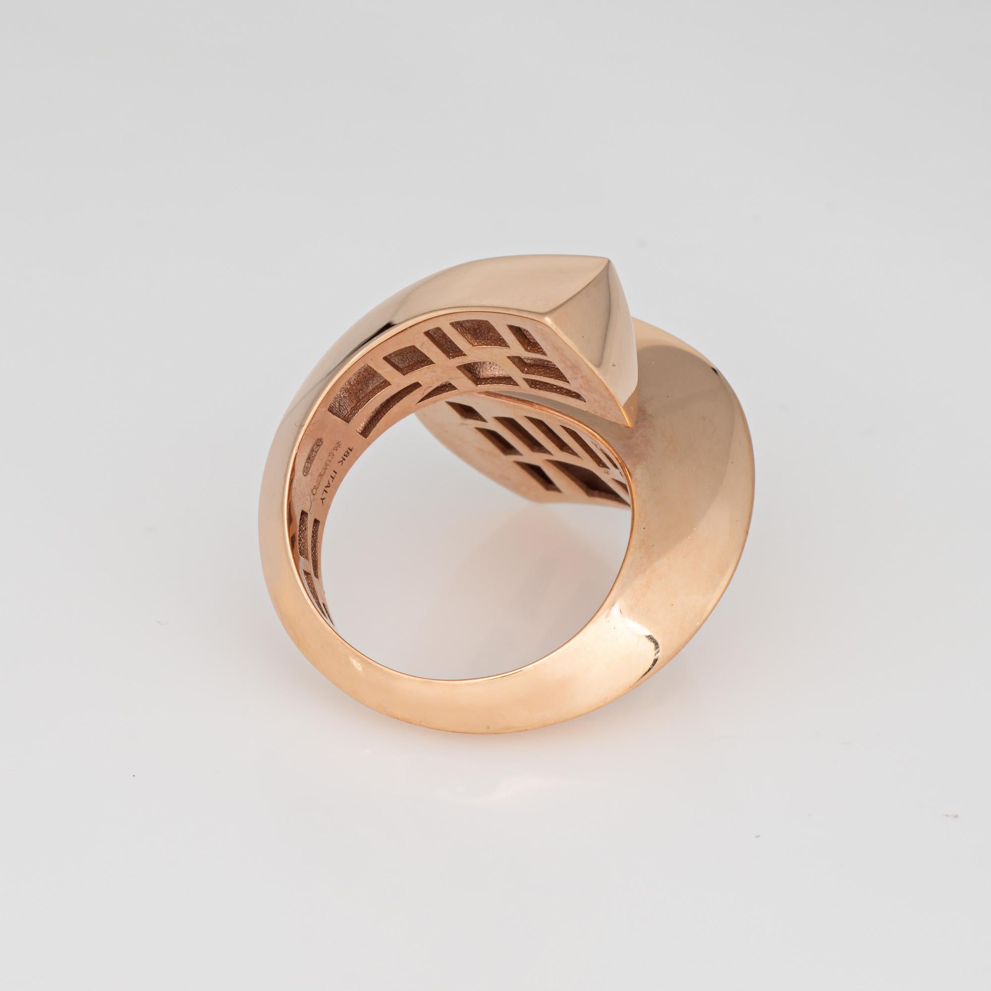 De las mujeres Anillo de derivación escultural Sz 6 Estate 18k Rose Gold Large Cocktail Band Jewelry en venta