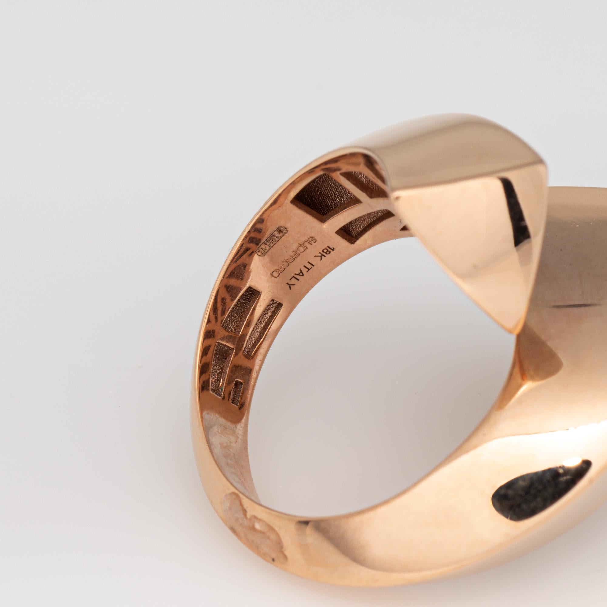 Anillo de derivación escultural Sz 6 Estate 18k Rose Gold Large Cocktail Band Jewelry en venta 1