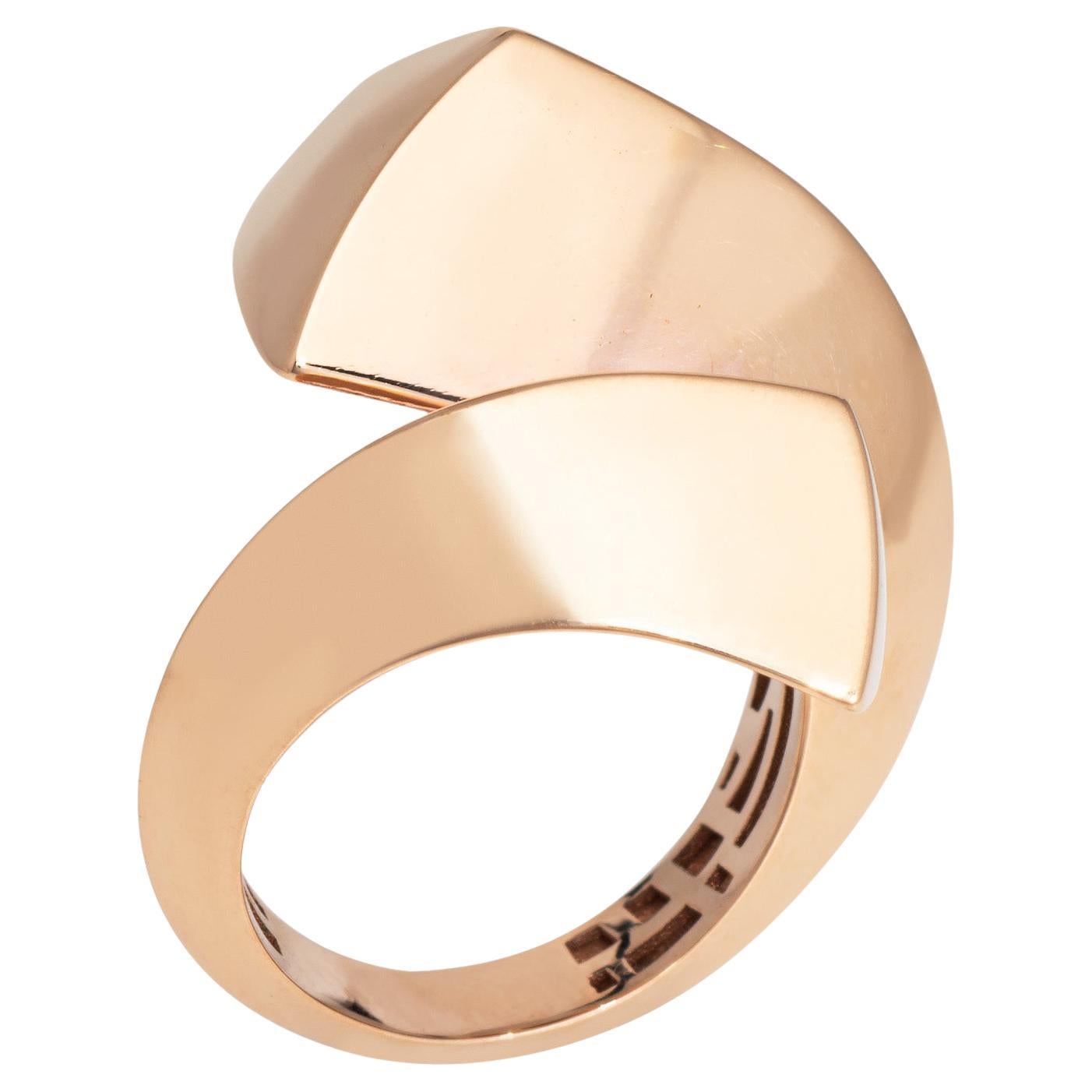 Anillo de derivación escultural Sz 6 Estate 18k Rose Gold Large Cocktail Band Jewelry