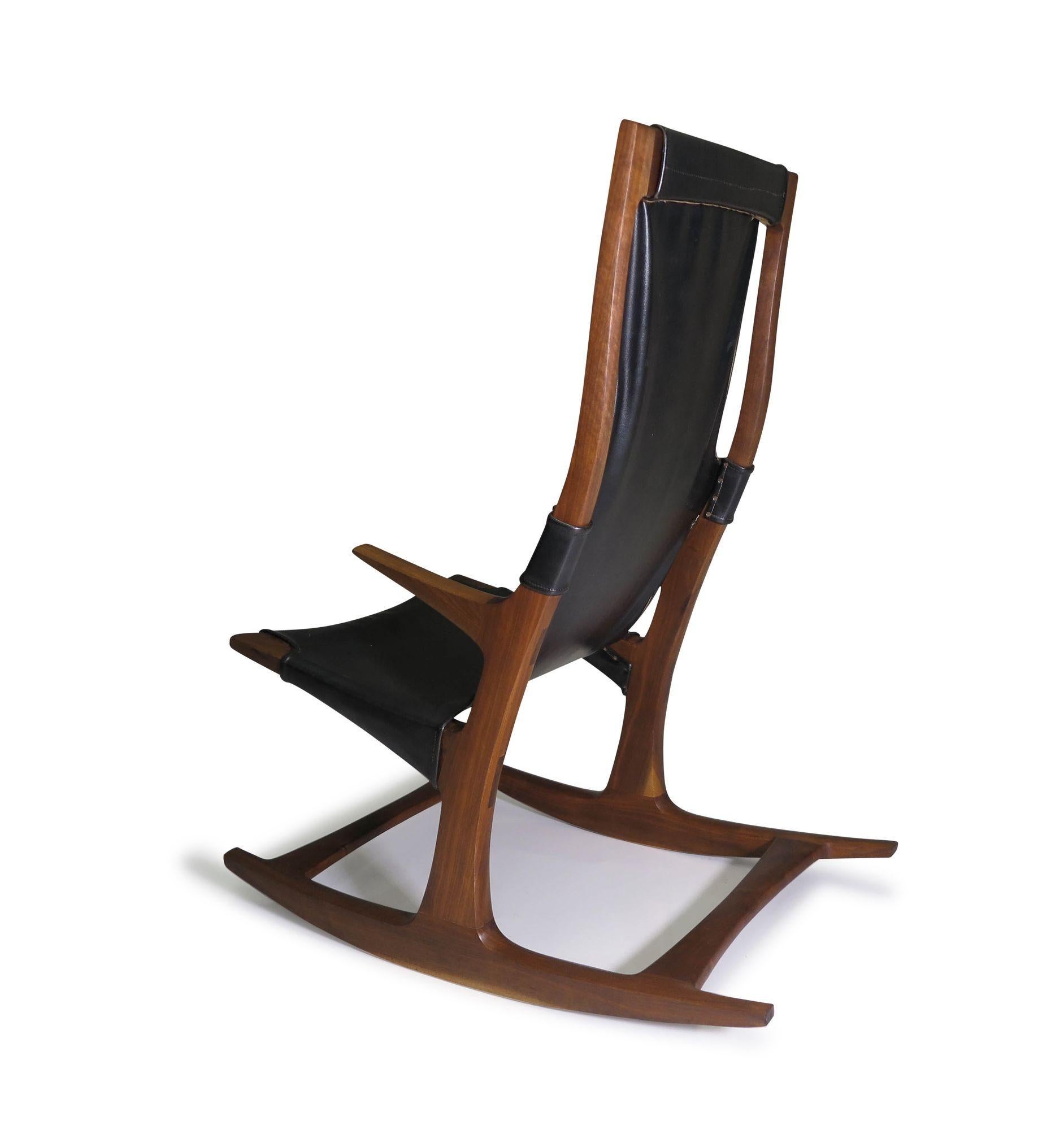Mid-Century Modern Sculptural California Studio Craft Rocking Chair For Sale