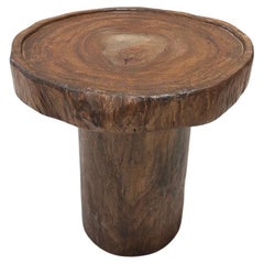 Sculptural Camphor Wood Round Side Table