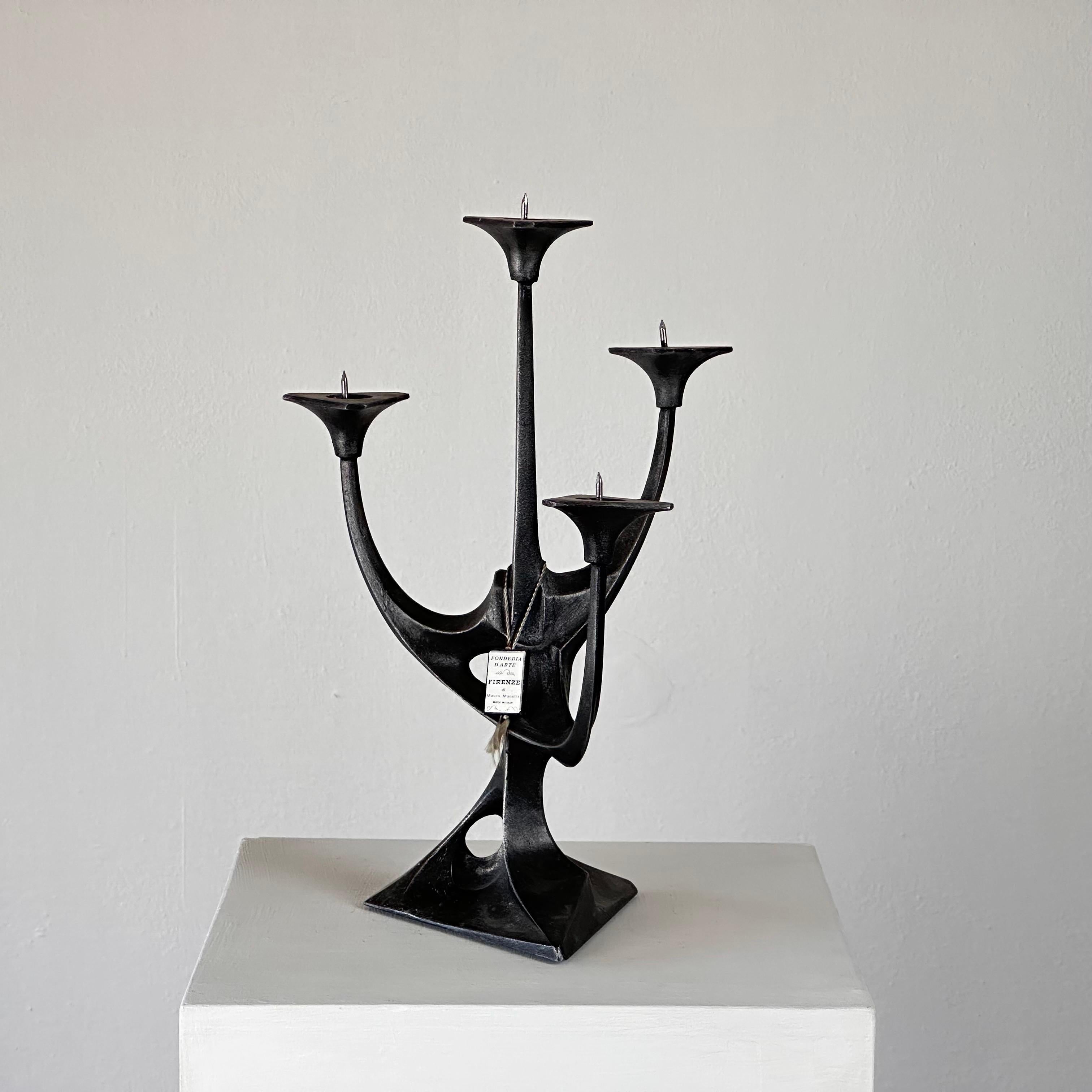 Mid-Century Modern Sculptural Candelabra by Mauro Manetti for Fonderia d'Arte Firenze, 1960s For Sale