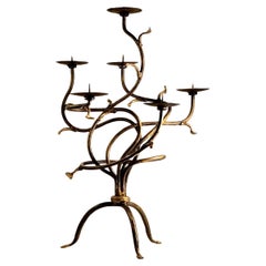 A SCULPTURAL BRUTALIST CANDELABRA CANDLE HOLDER, ARTIST PIECE, France 1990