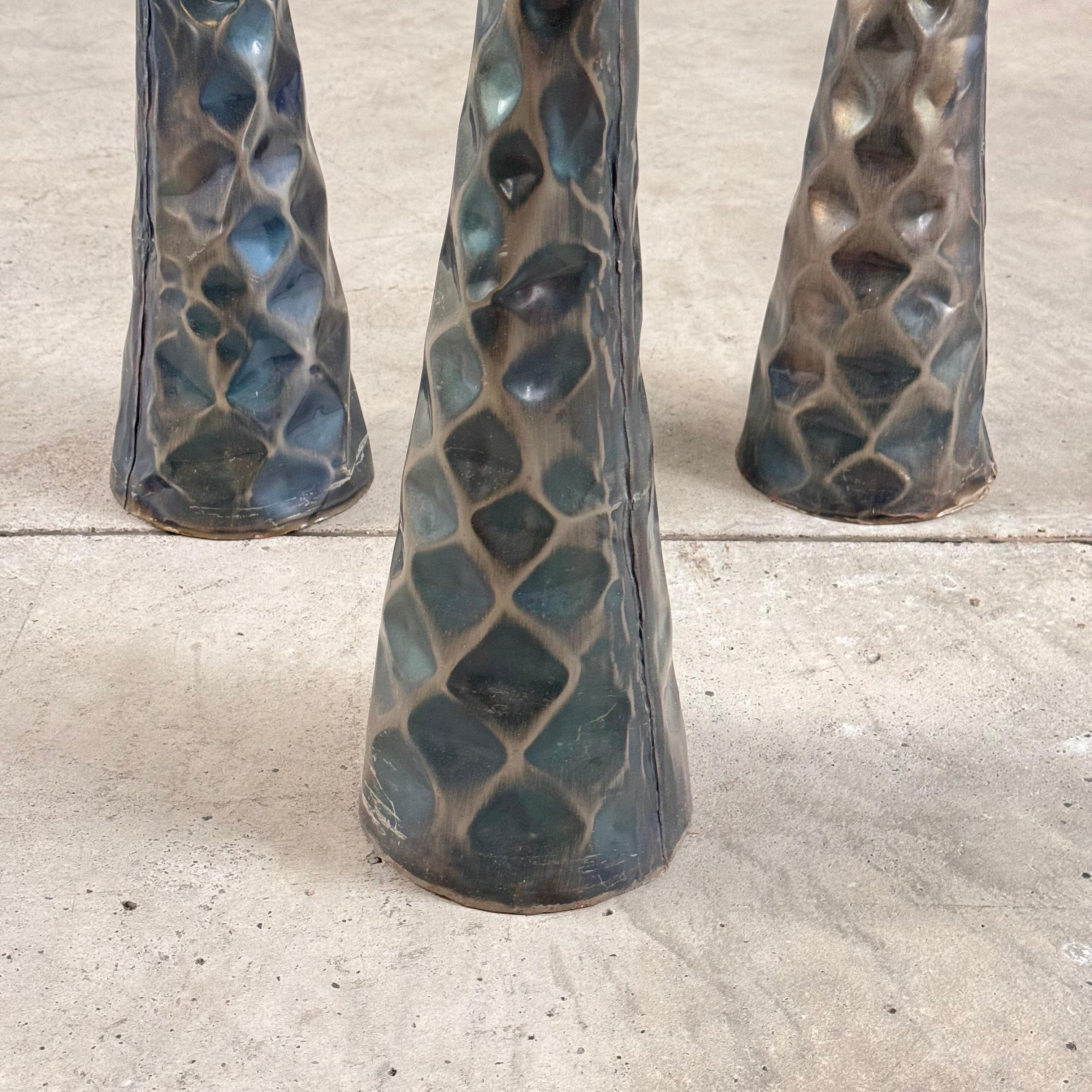 Portacandele scultorei in metallo brunito, set di 3, Italia, anni '80 in vendita 2