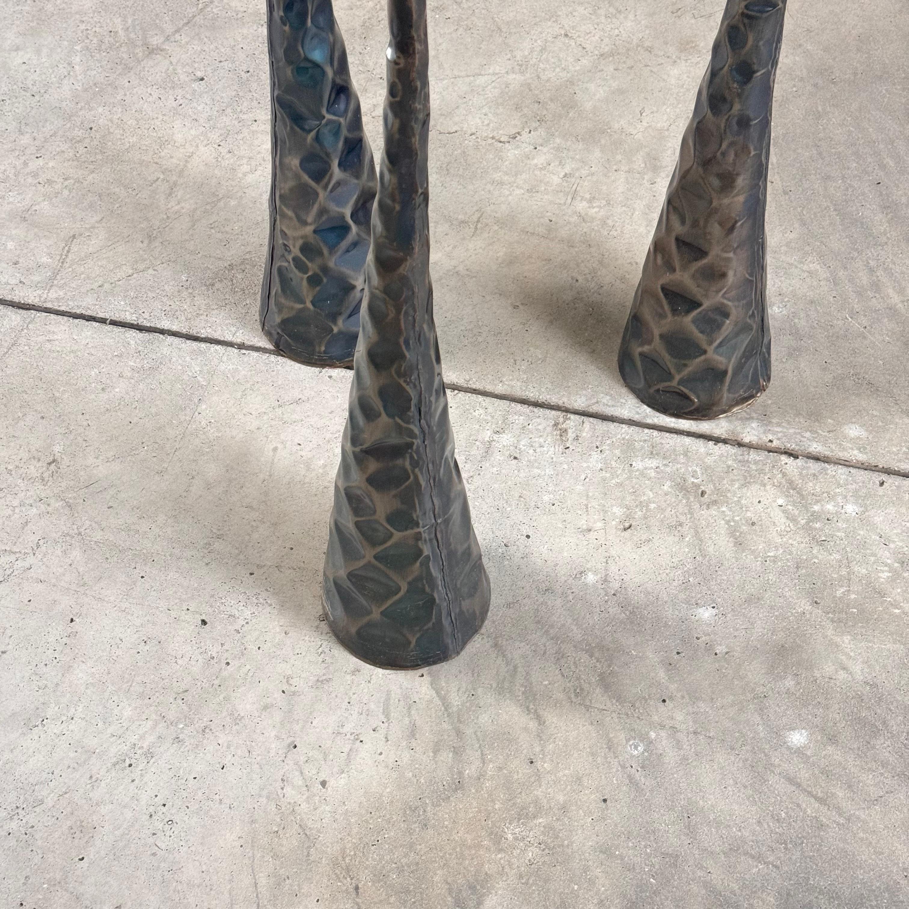 Brunito Portacandele scultorei in metallo brunito, set di 3, Italia, anni '80 in vendita