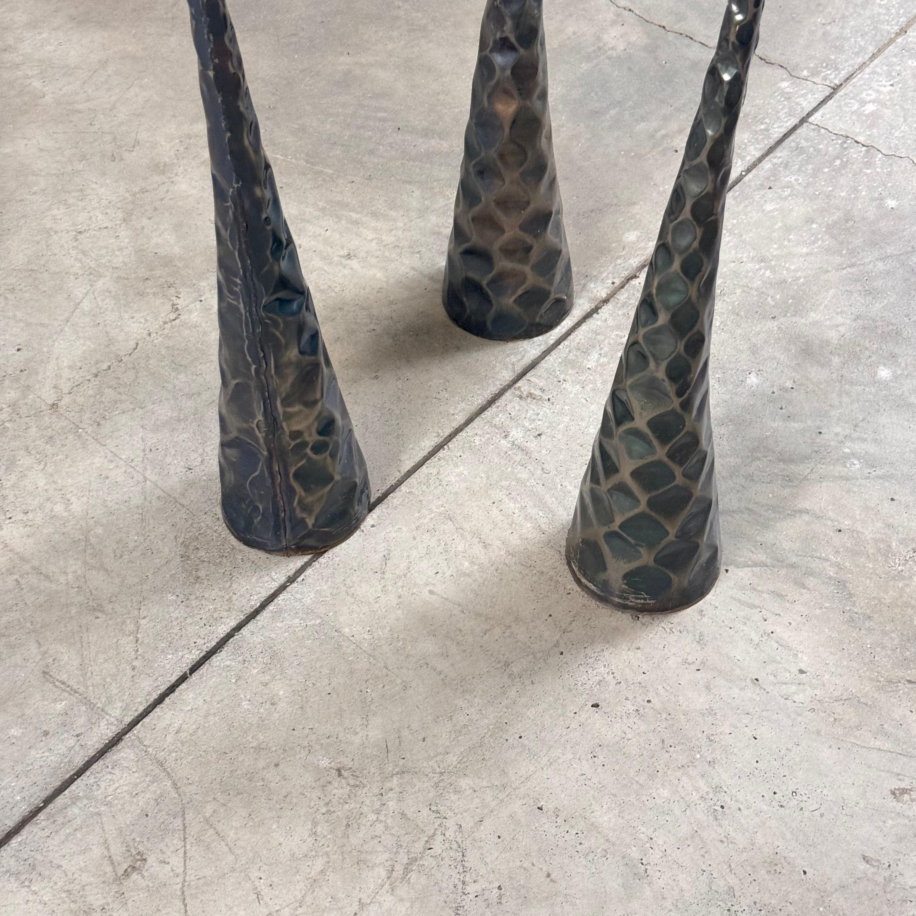 Portacandele scultorei in metallo brunito, set di 3, Italia, anni '80 In condizioni buone in vendita a Bagnolo Mella, Brescia