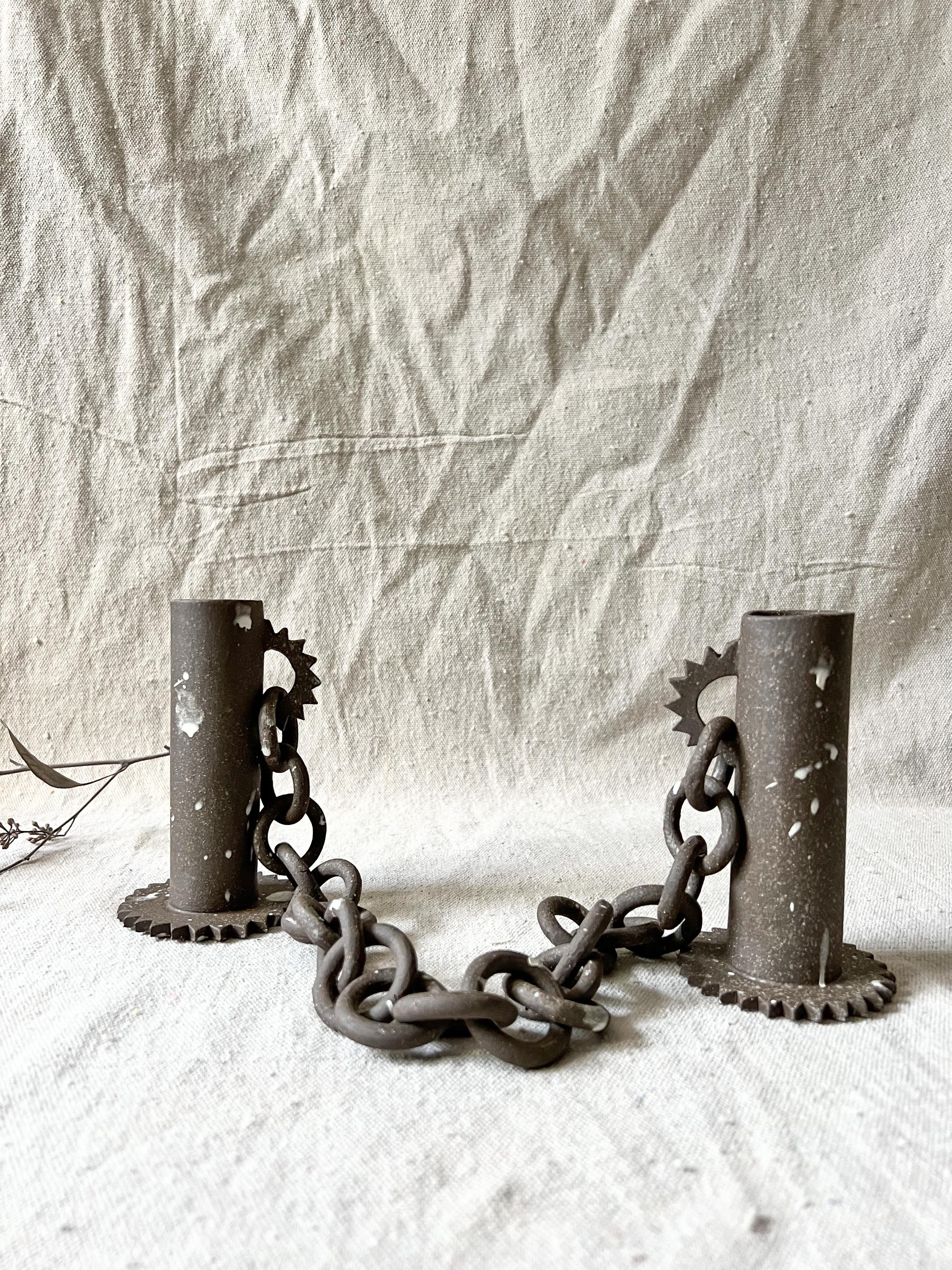 Hand-Crafted Sculptural candle stick holders For Sale