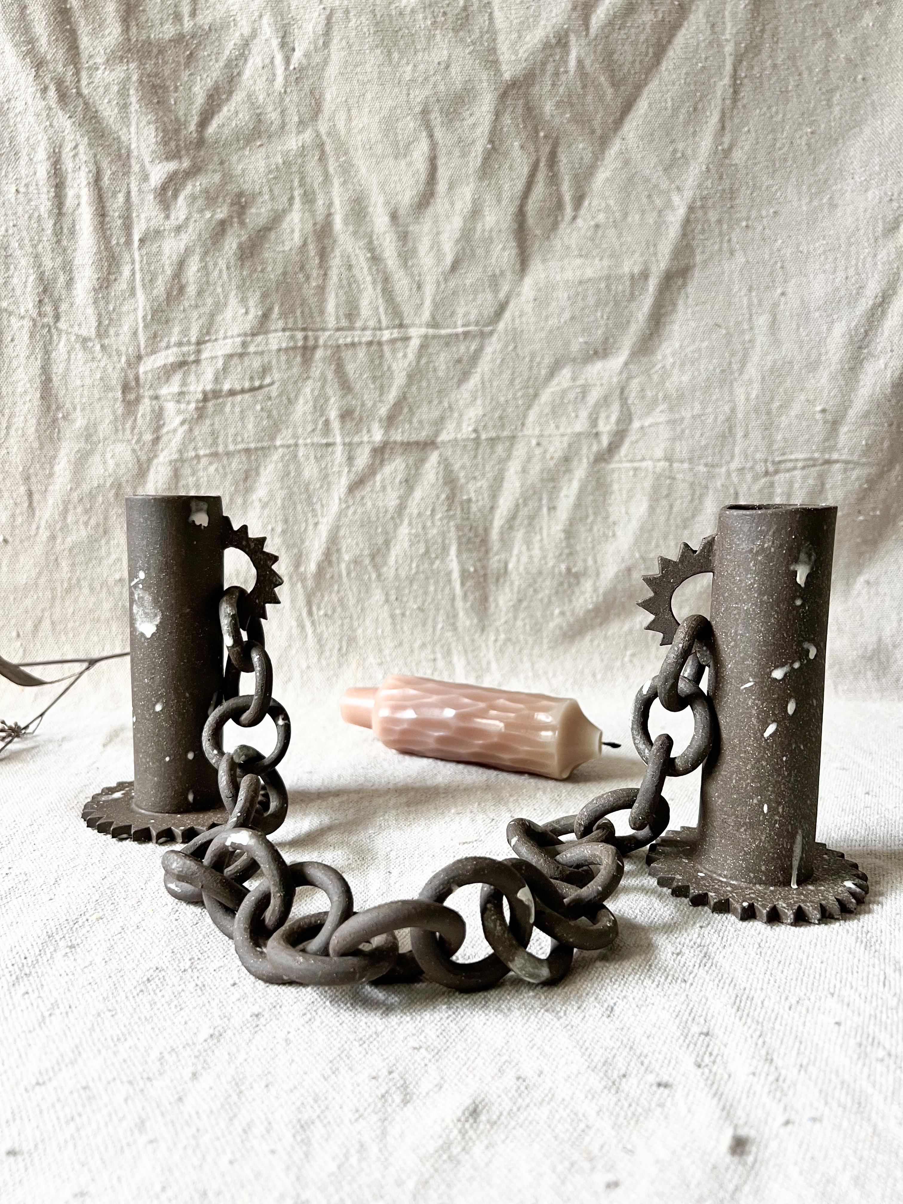 Sculptural candle stick holders In New Condition For Sale In Stoughton, MA