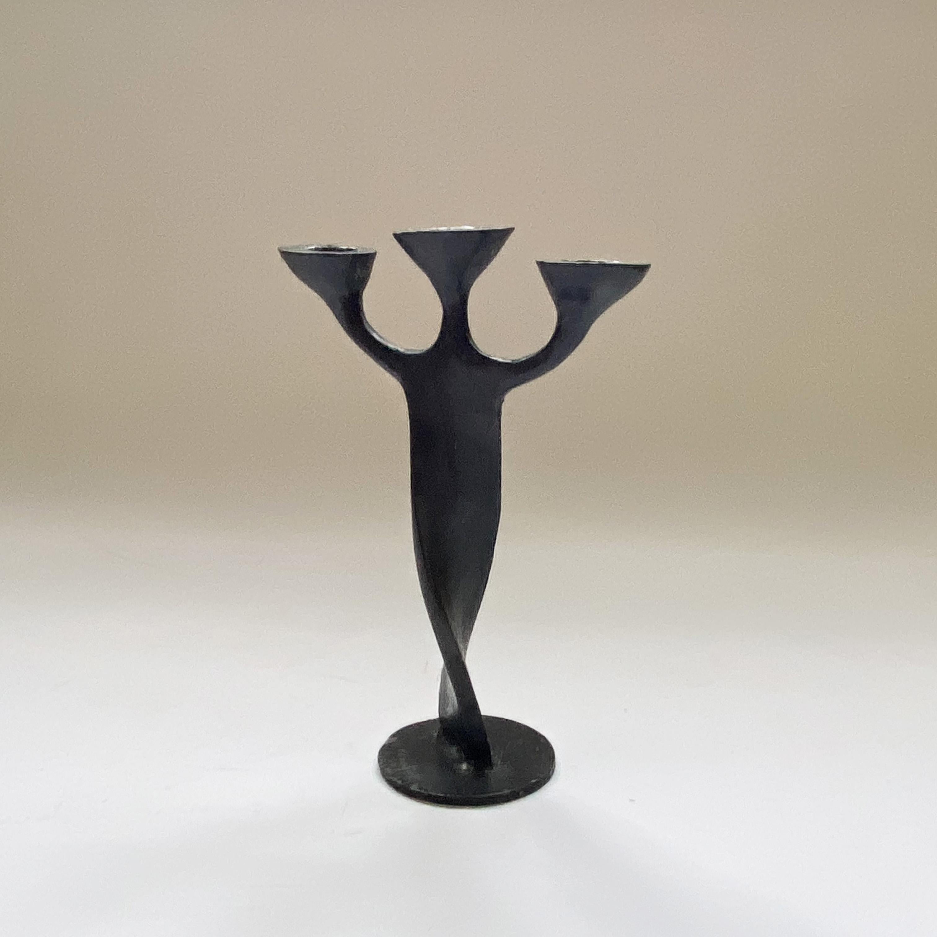 Patinated Aluminium Cast Sculptural Candlestick by Carlos Peñafiel for Fondica, 1990s.