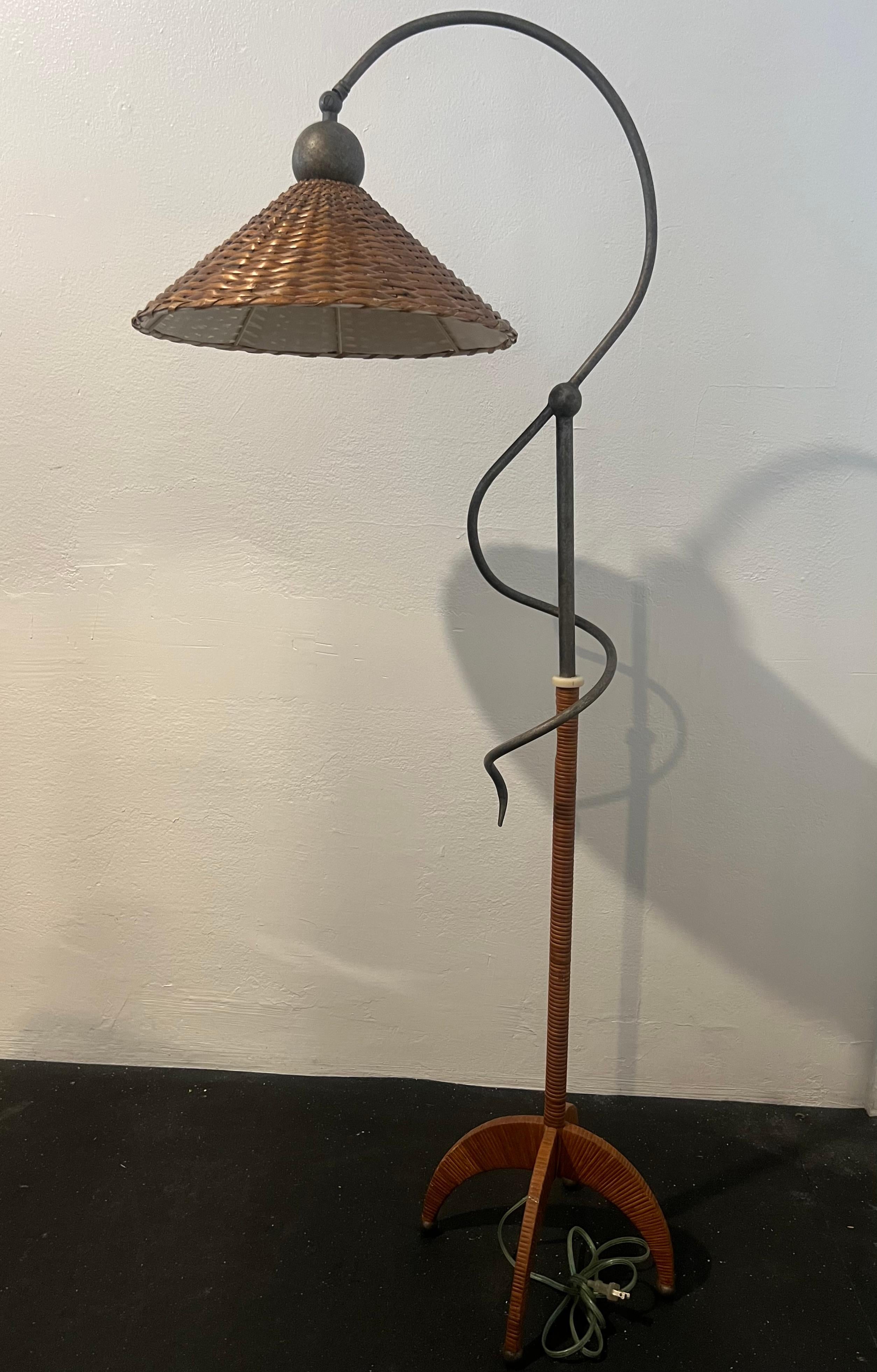 Sculptural Cane Wrapped Floor Lamp For Sale 3