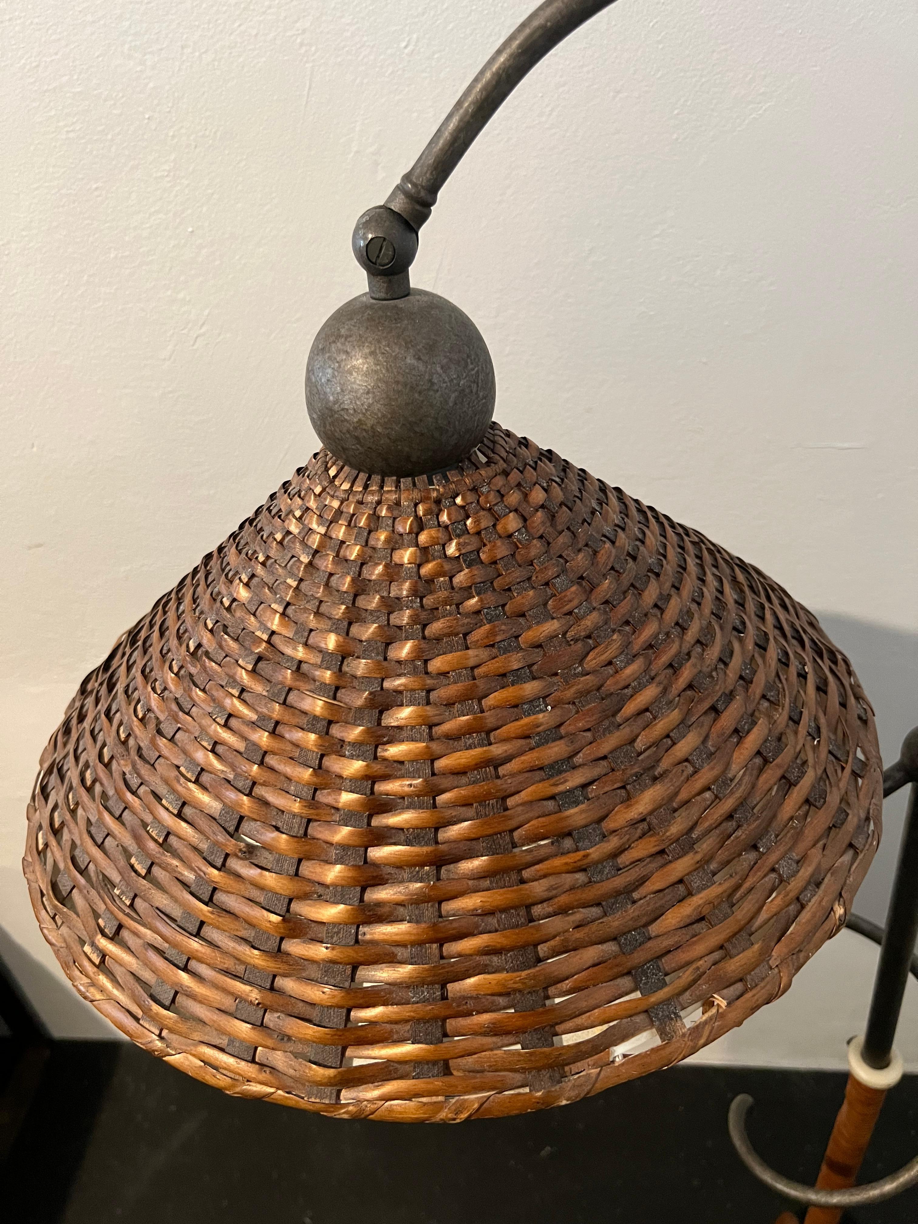 Unknown Sculptural Cane Wrapped Floor Lamp For Sale