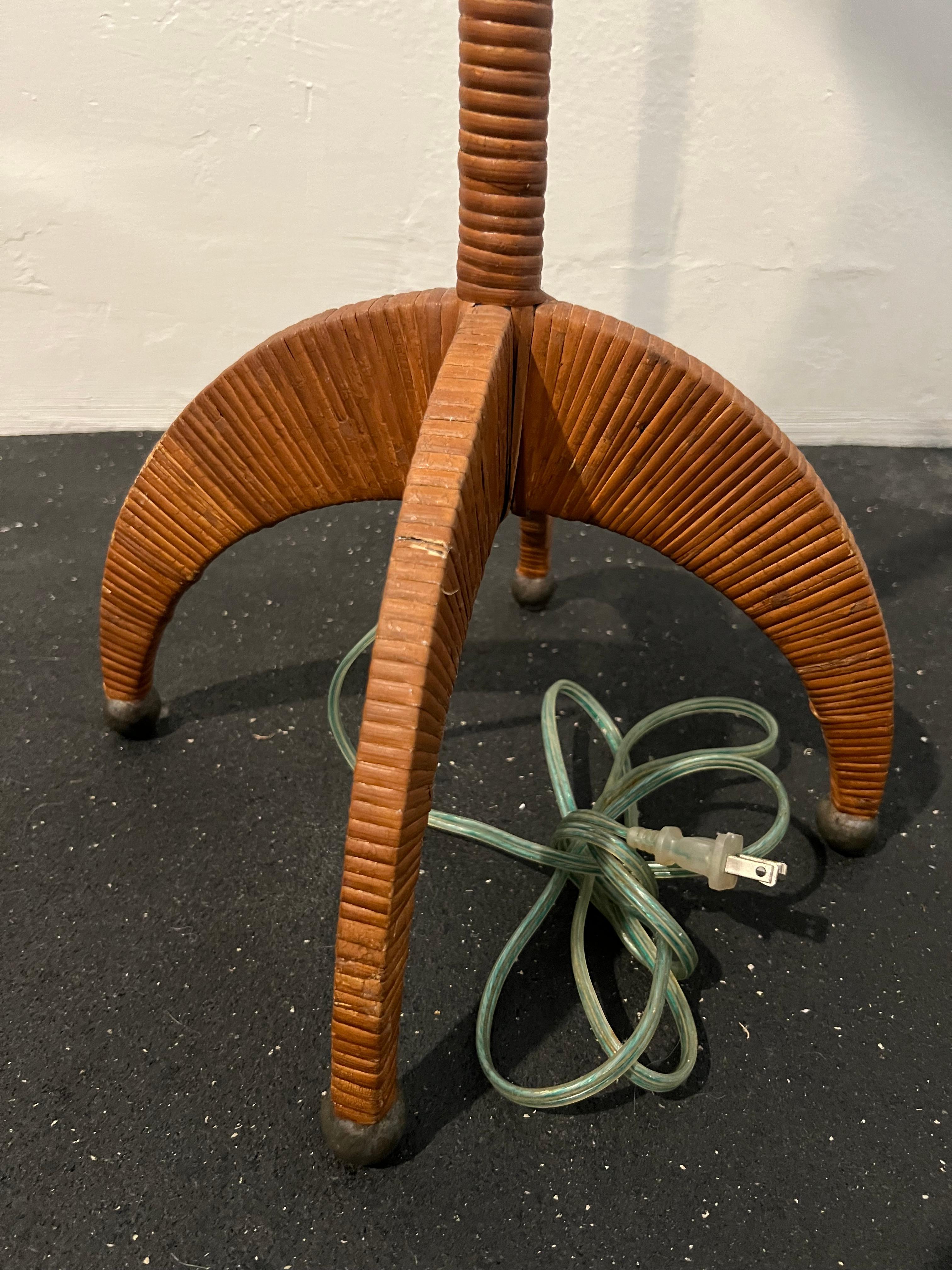 Sculptural Cane Wrapped Floor Lamp In Good Condition For Sale In West Palm Beach, FL