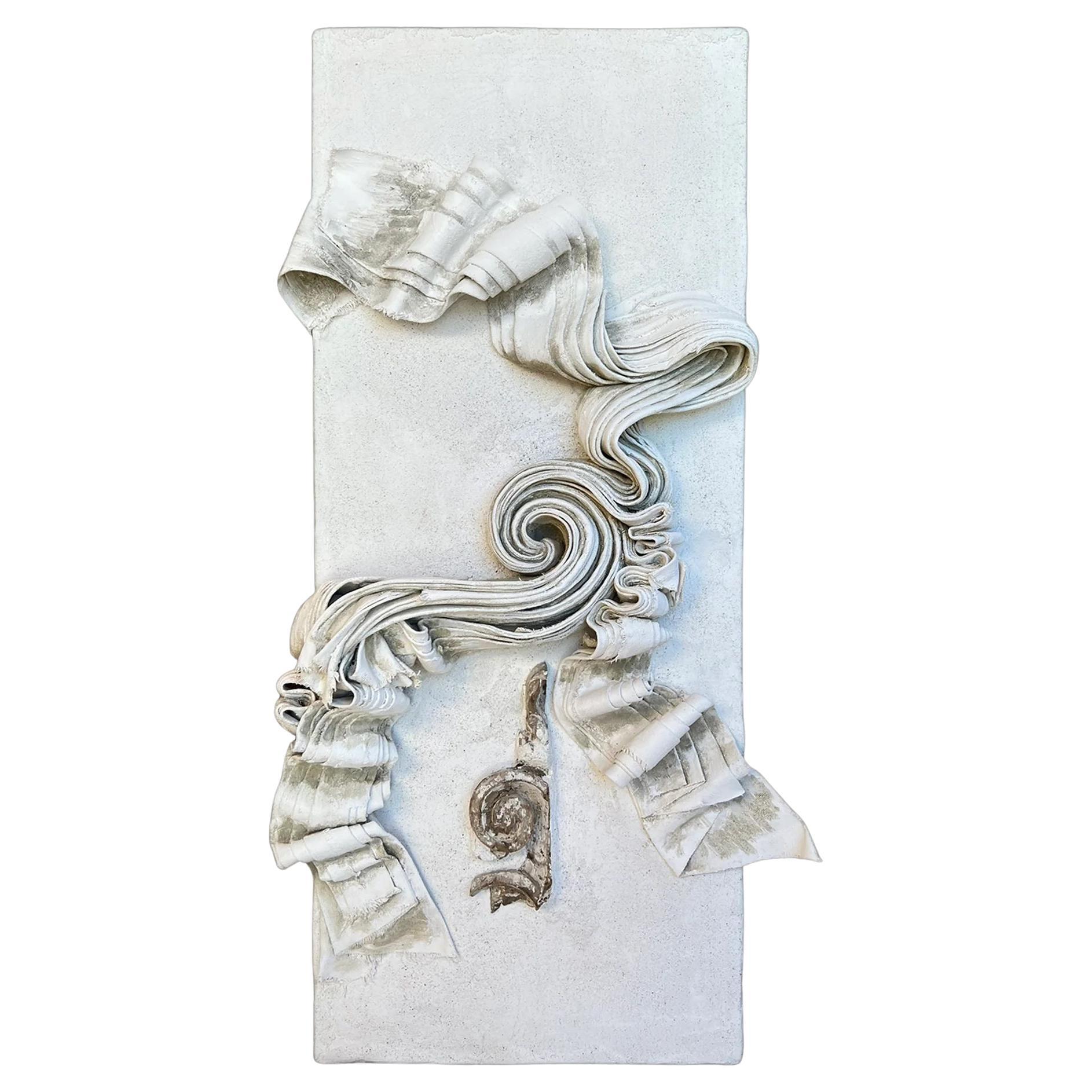 Sculptural Canvas Relief with a 17th Century Florence Fragment by Elena Rousseau For Sale