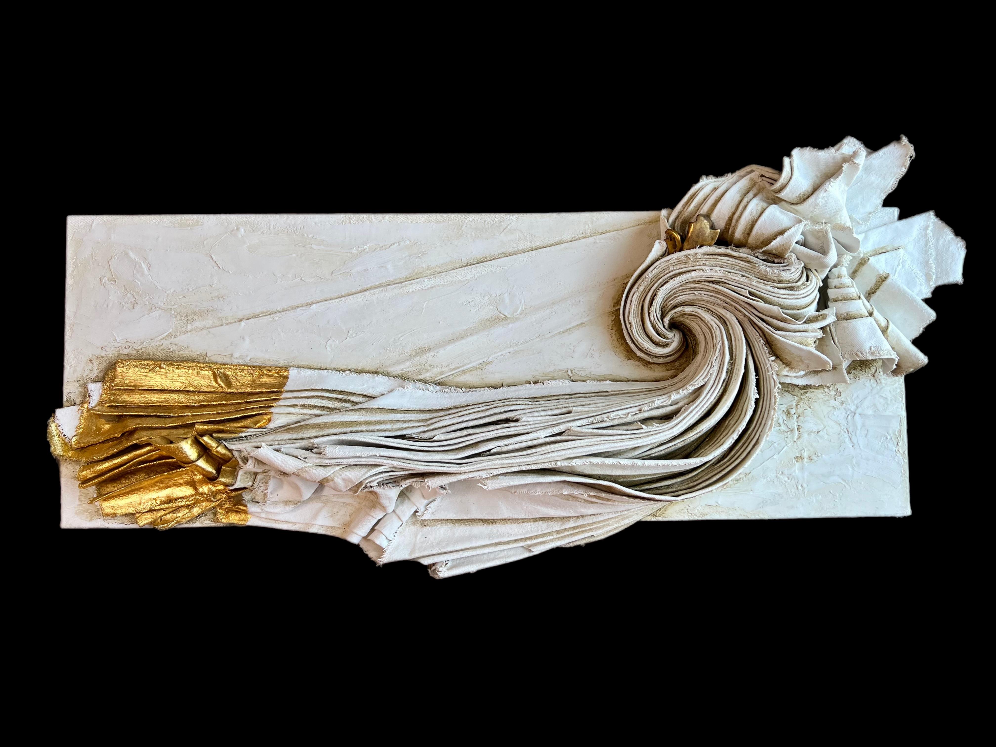 Rococo Sculptural Canvas with a 17th Century Italian Fragment and 24k Gold Leaf For Sale
