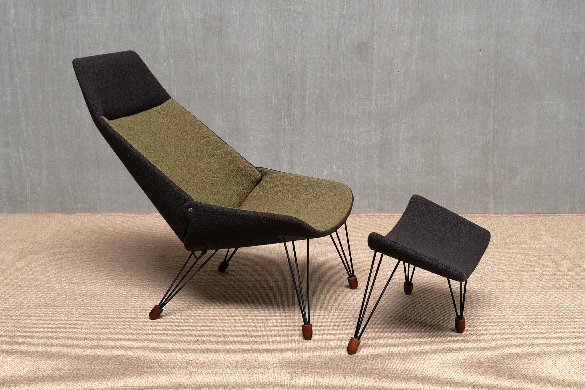 Chaise longue bicolore sculpturale Carl Edward Matthes avec repose-pieds, Danemark, 1956 en vente 3