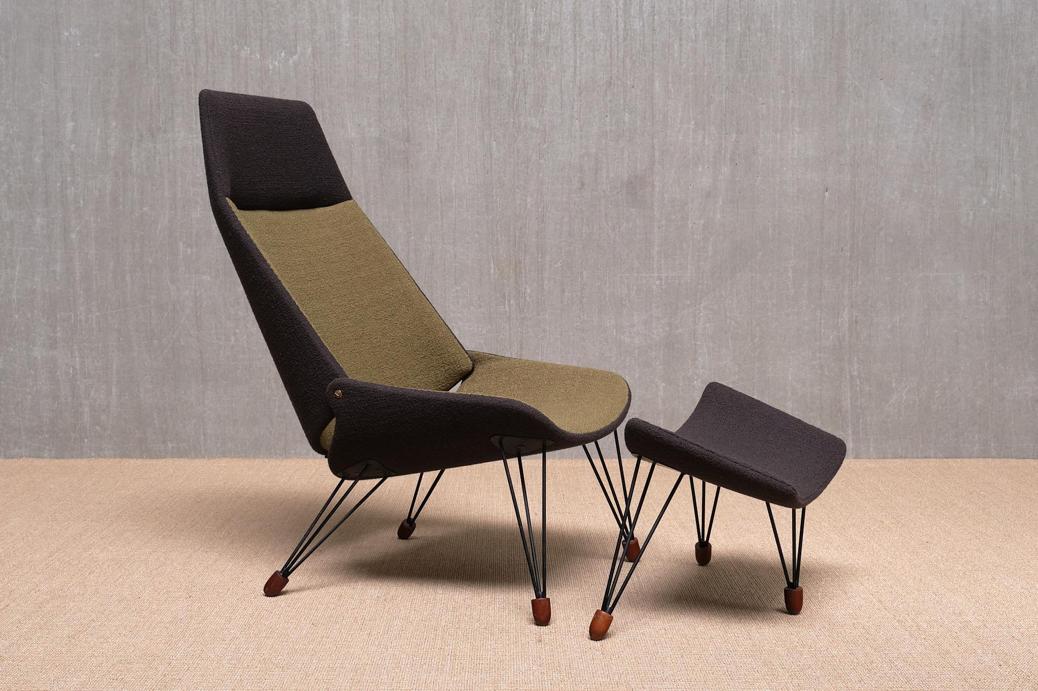 Chaise longue bicolore sculpturale Carl Edward Matthes avec repose-pieds, Danemark, 1956 en vente 4