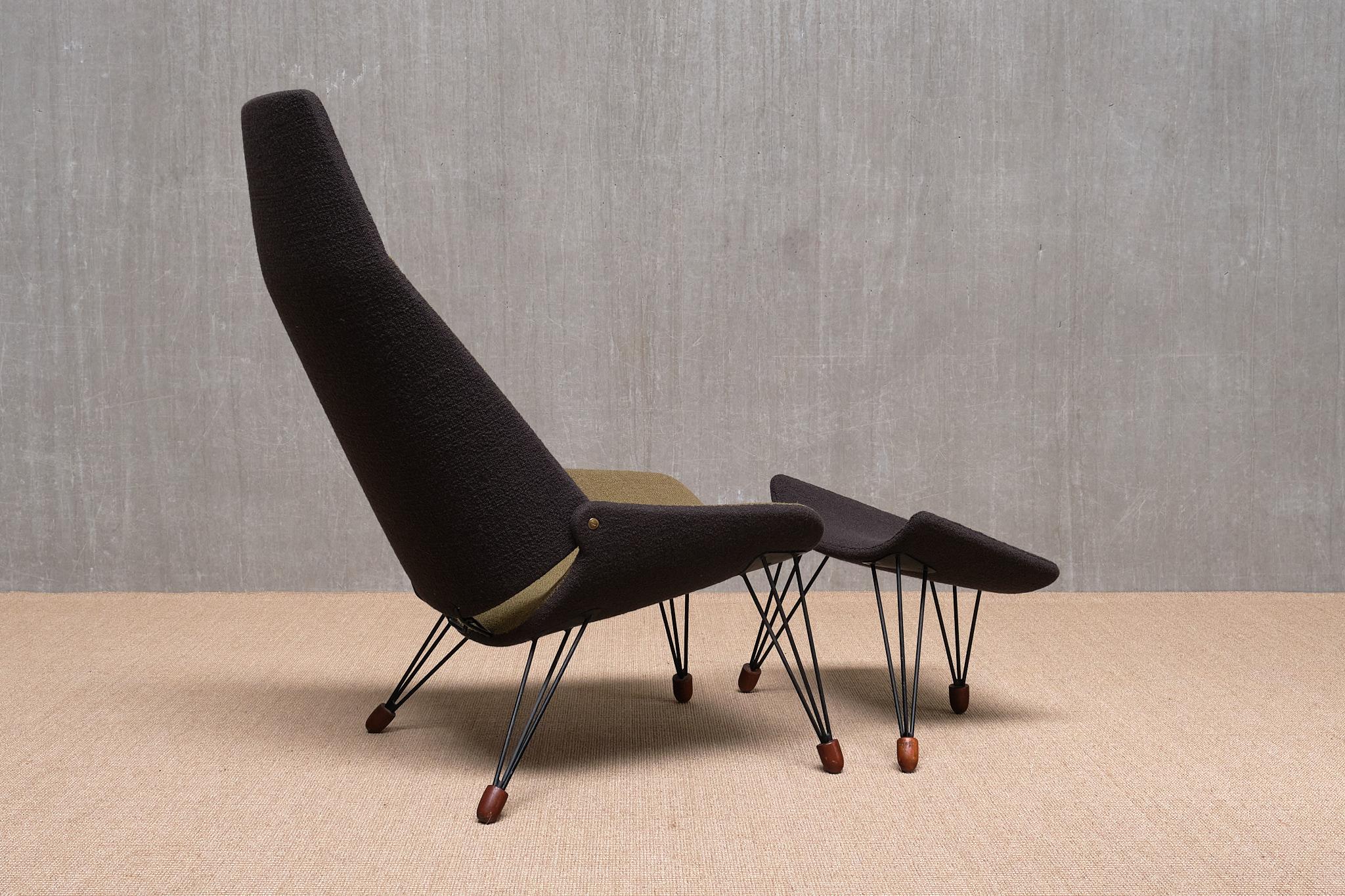 Chaise longue bicolore sculpturale Carl Edward Matthes avec repose-pieds, Danemark, 1956 en vente 5