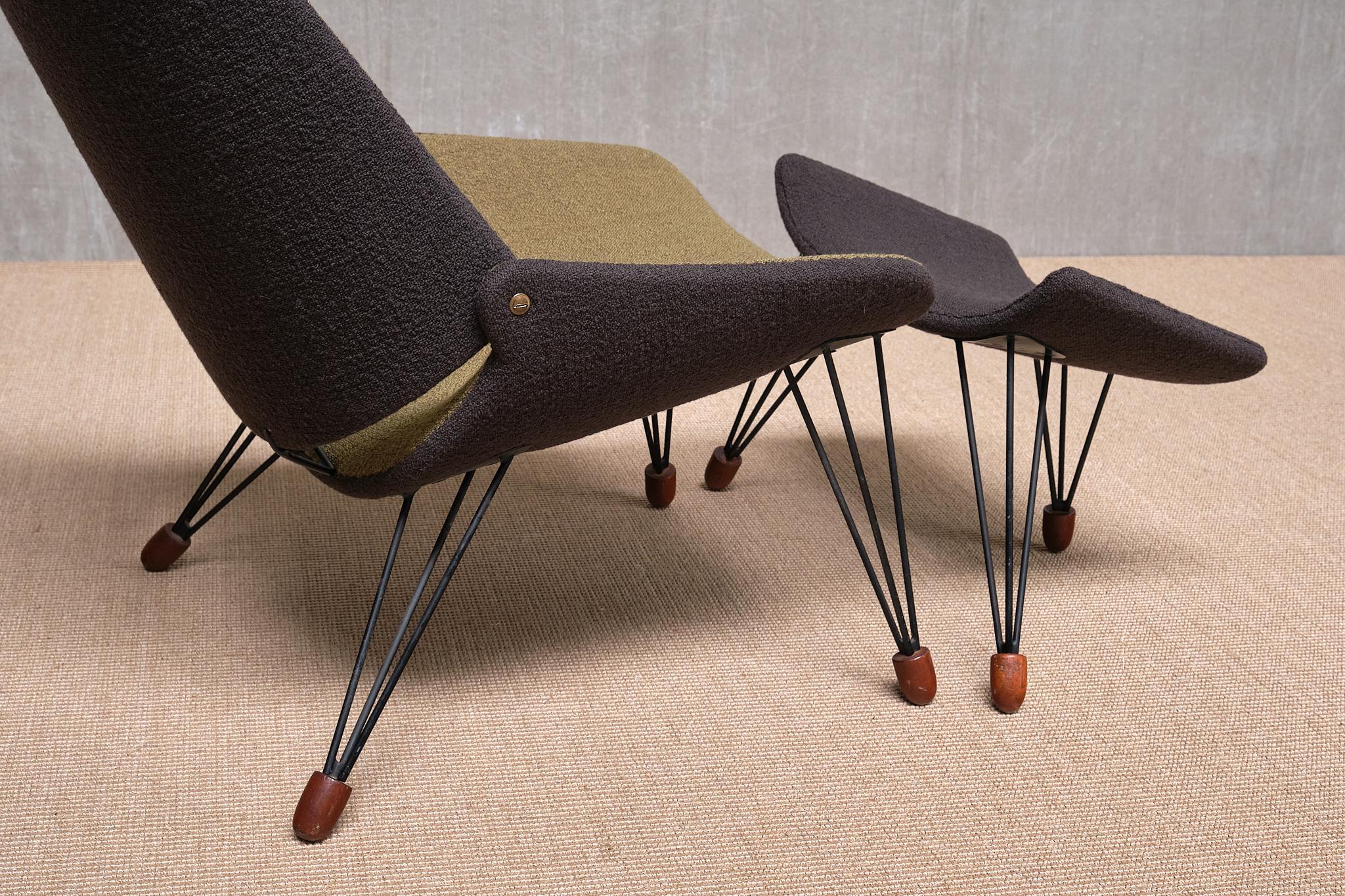 Chaise longue bicolore sculpturale Carl Edward Matthes avec repose-pieds, Danemark, 1956 en vente 6