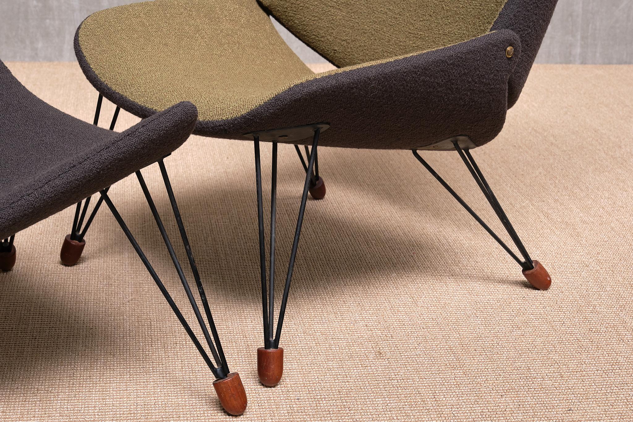 Chaise longue bicolore sculpturale Carl Edward Matthes avec repose-pieds, Danemark, 1956 en vente 7