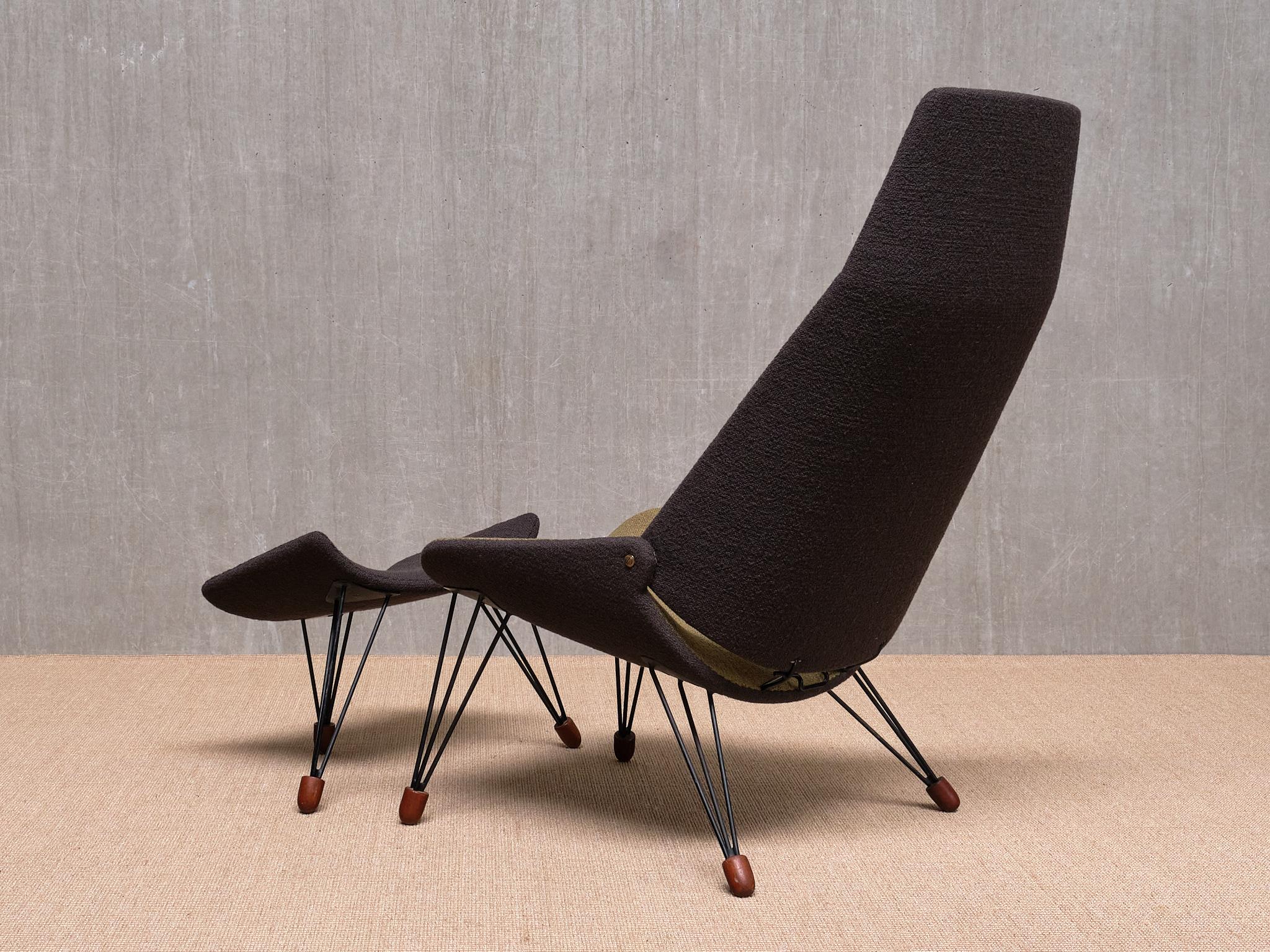 Chaise longue bicolore sculpturale Carl Edward Matthes avec repose-pieds, Danemark, 1956 en vente 8