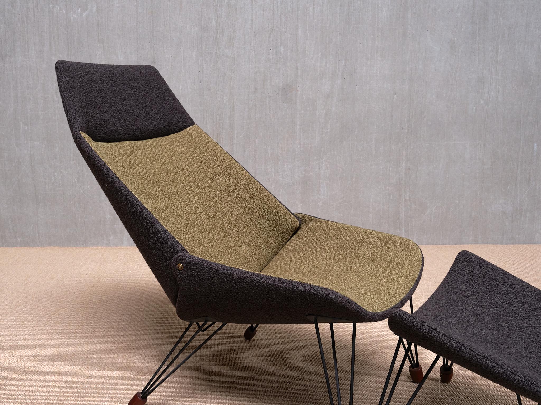 Chaise longue bicolore sculpturale Carl Edward Matthes avec repose-pieds, Danemark, 1956 en vente 1