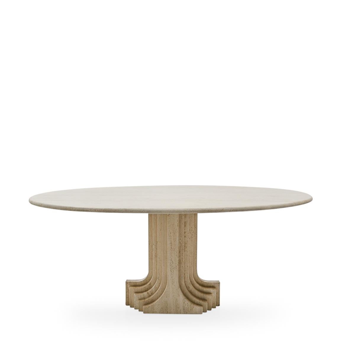 Post-Modern Sculptural Carlo Scarpa Travertine Dining Table, by Cattelan Italia, 1970s For Sale