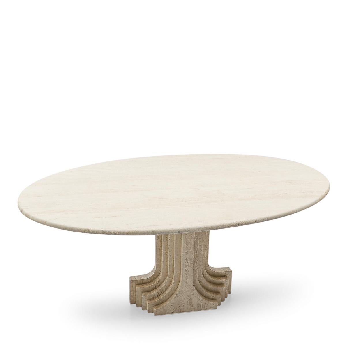 Italian Sculptural Carlo Scarpa Travertine Dining Table, by Cattelan Italia, 1970s For Sale