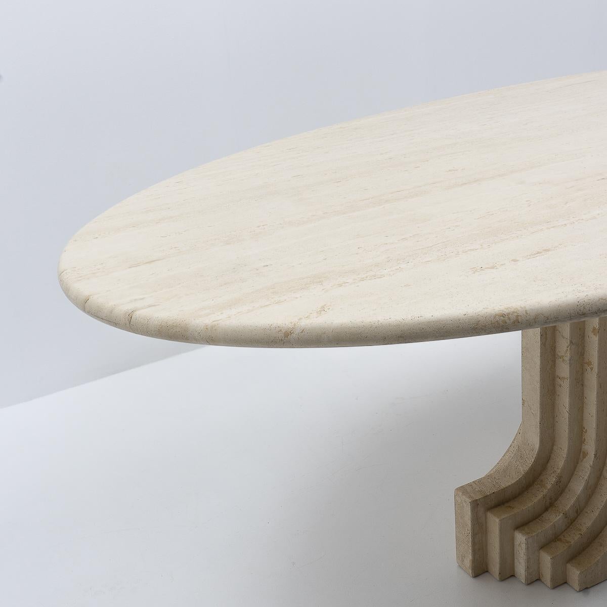 Late 20th Century Sculptural Carlo Scarpa Travertine Dining Table, by Cattelan Italia, 1970s For Sale