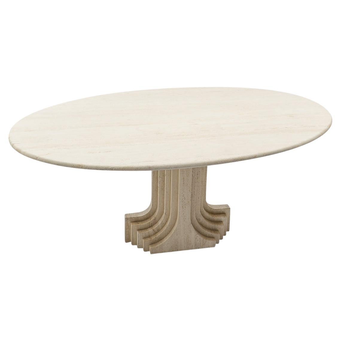 Sculptural Carlo Scarpa Travertine Dining Table, by Cattelan Italia, 1970s