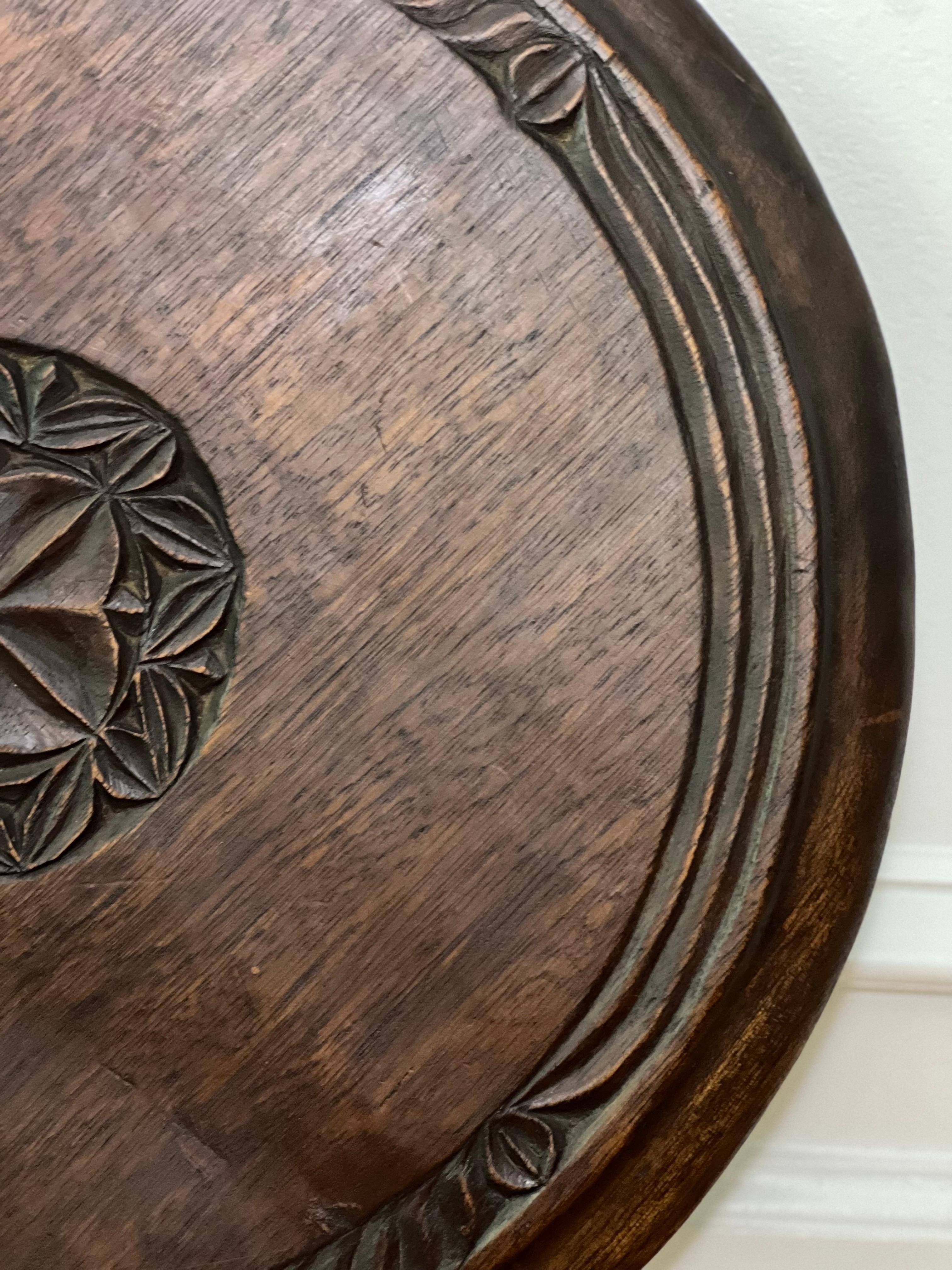 Sculptural Carved Hardwood Round African Side Table For Sale 1