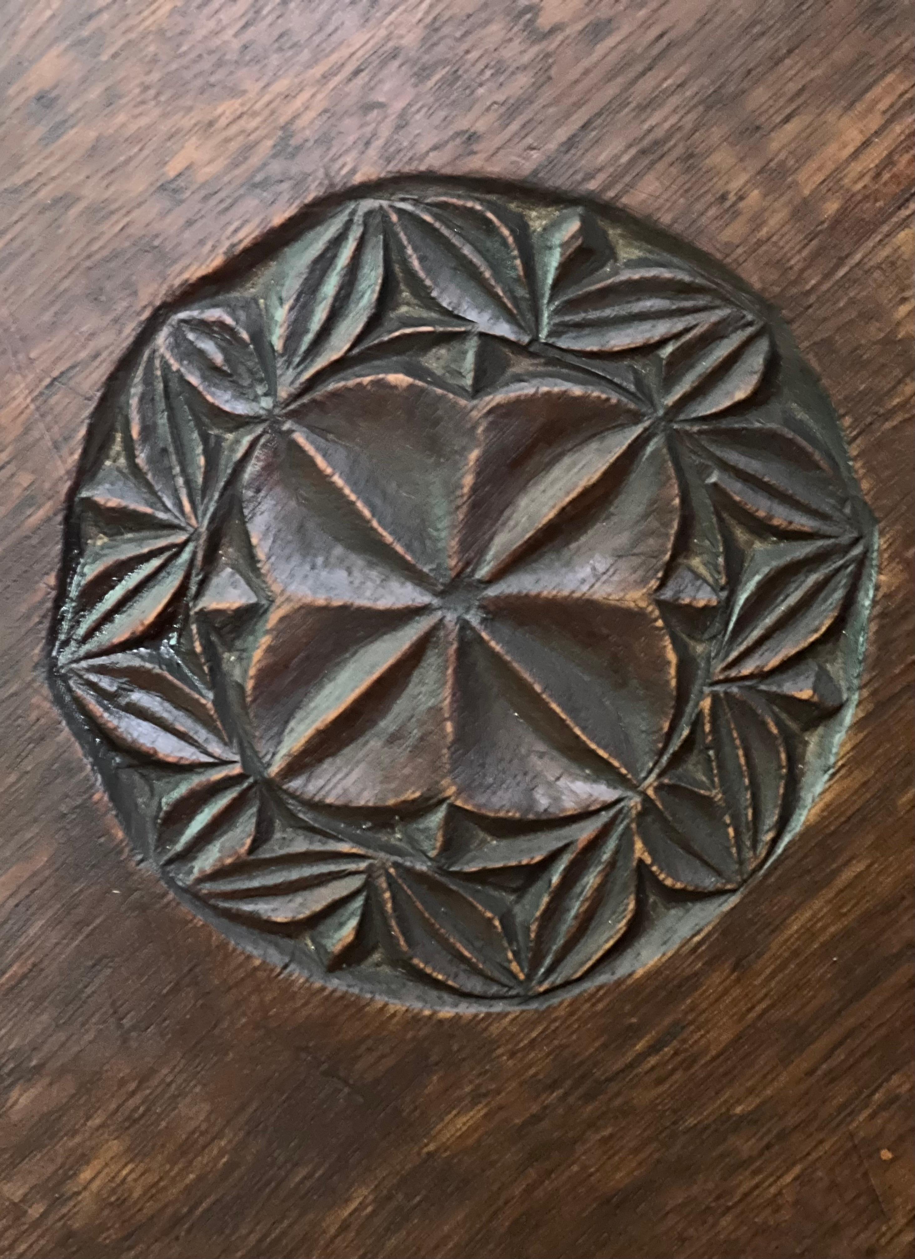 Sculptural Carved Hardwood Round African Side Table For Sale 2