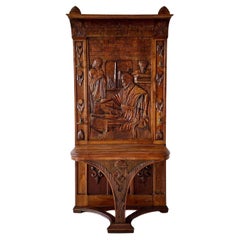 Sculptural carved oak hall tree 